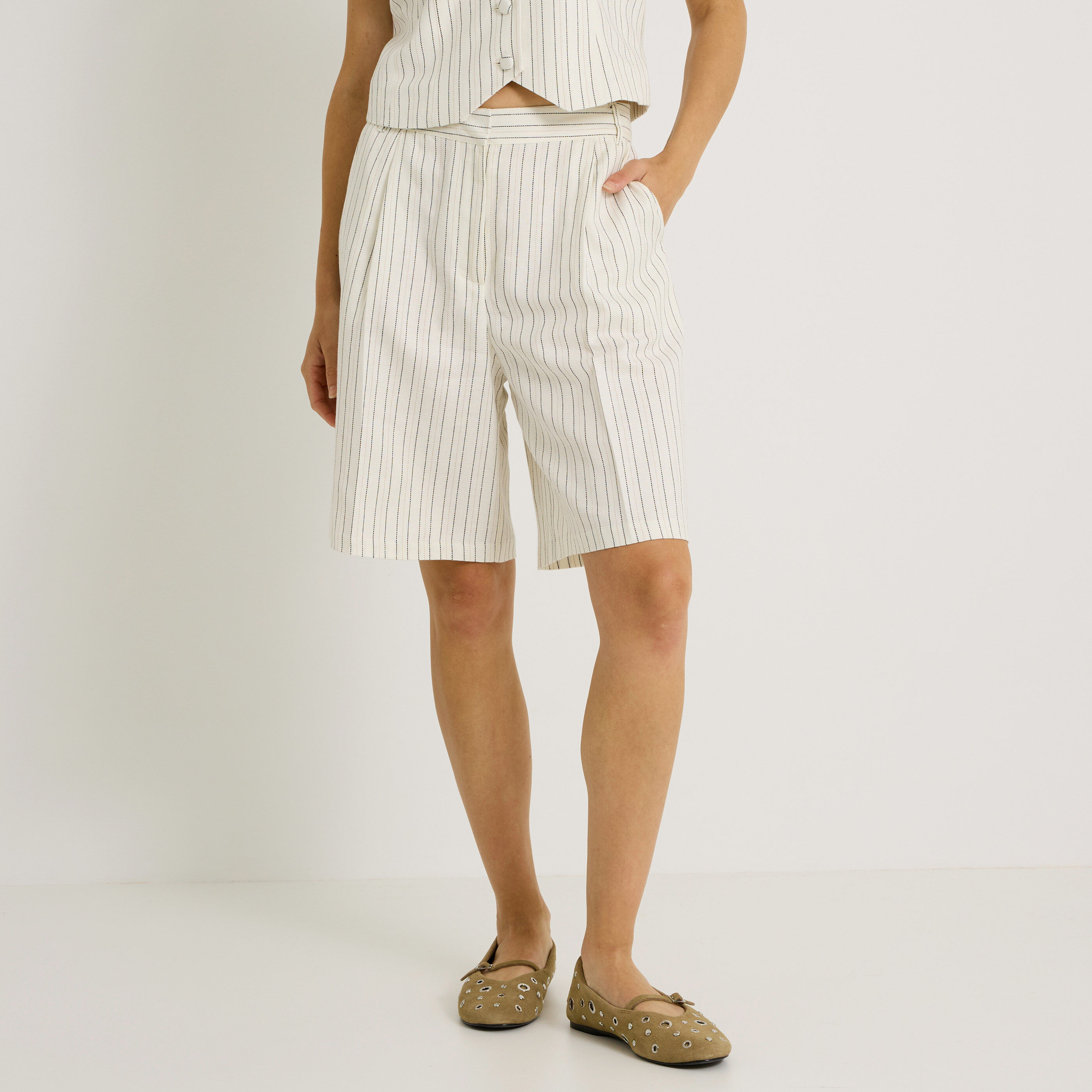 Bermuda &agrave; rayures femme