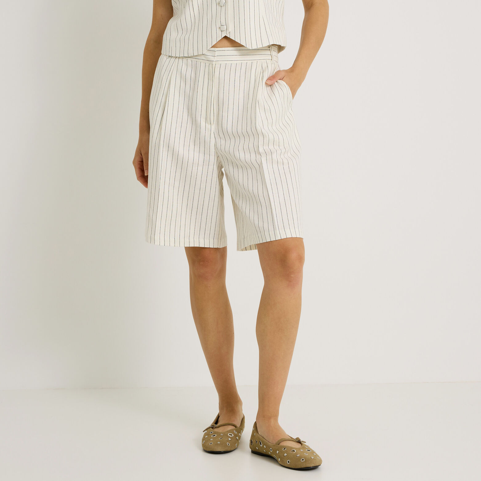 Bermuda à rayures femme