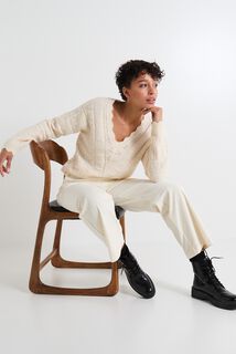 Pull col V femme