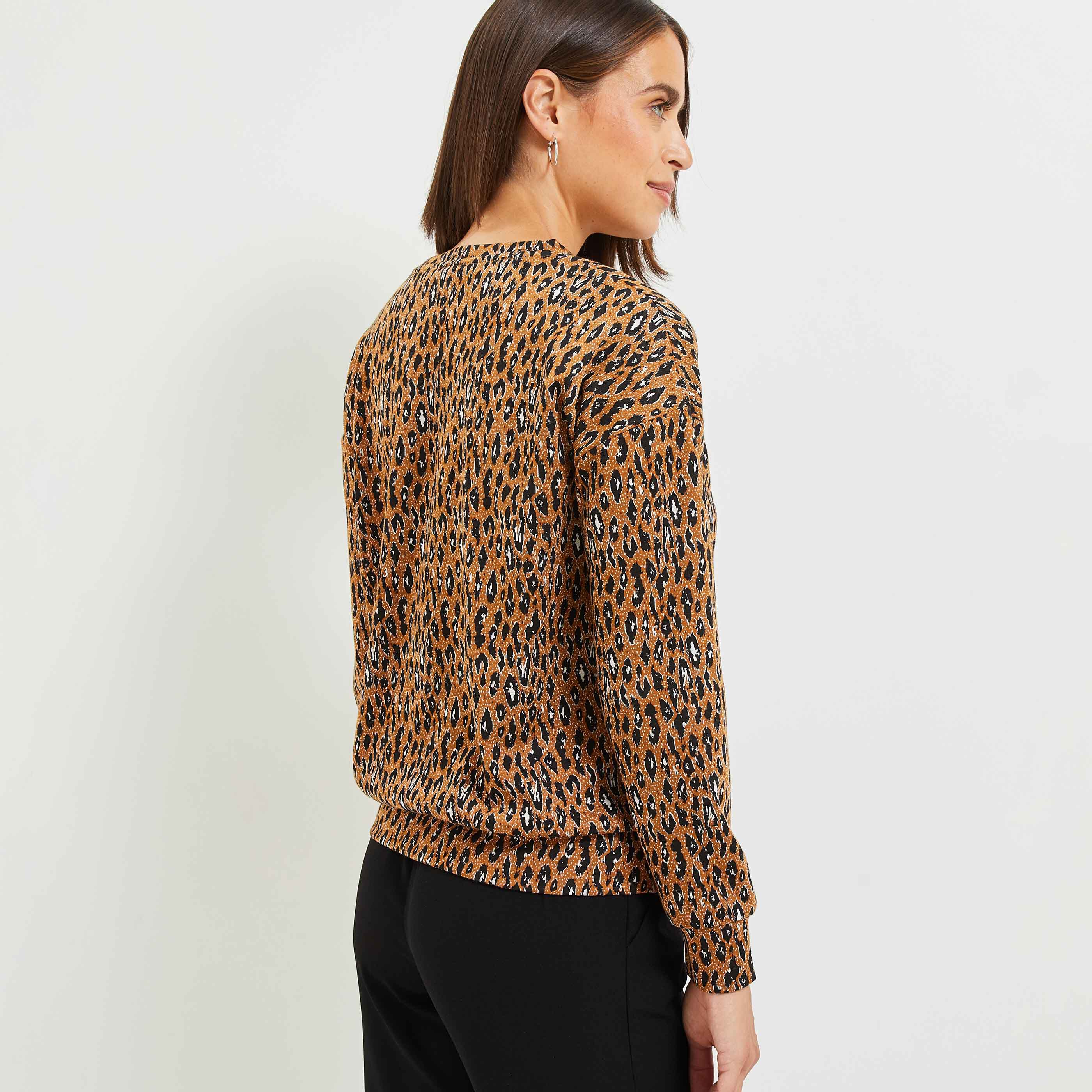 Pull imprimé léopard femme sales