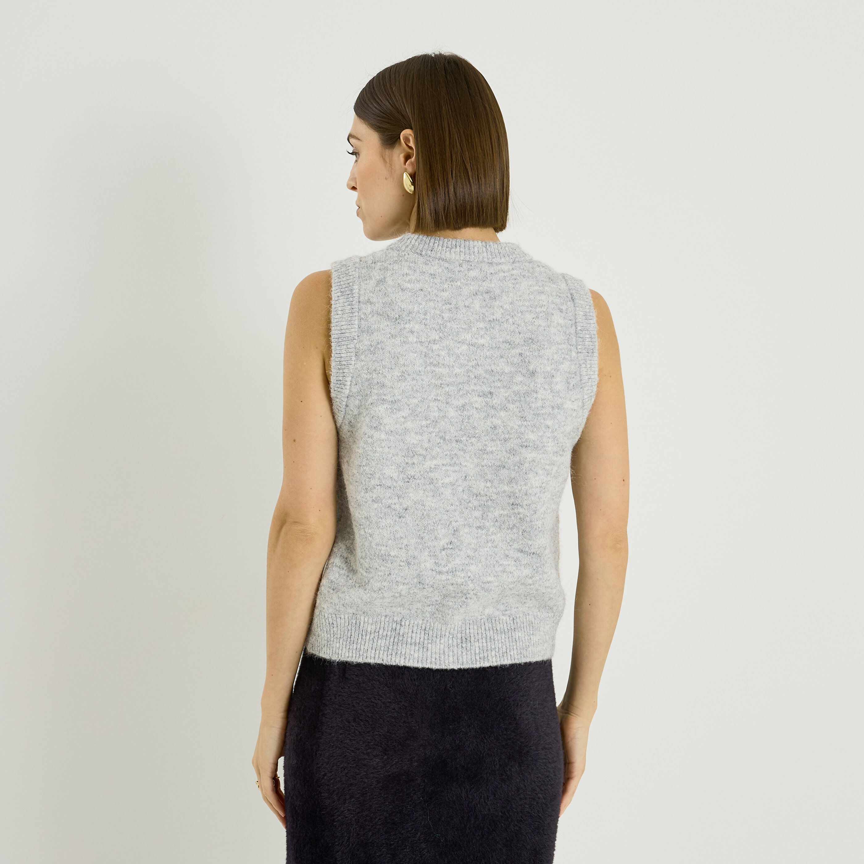 Gilet sans manches &agrave; col rond femme