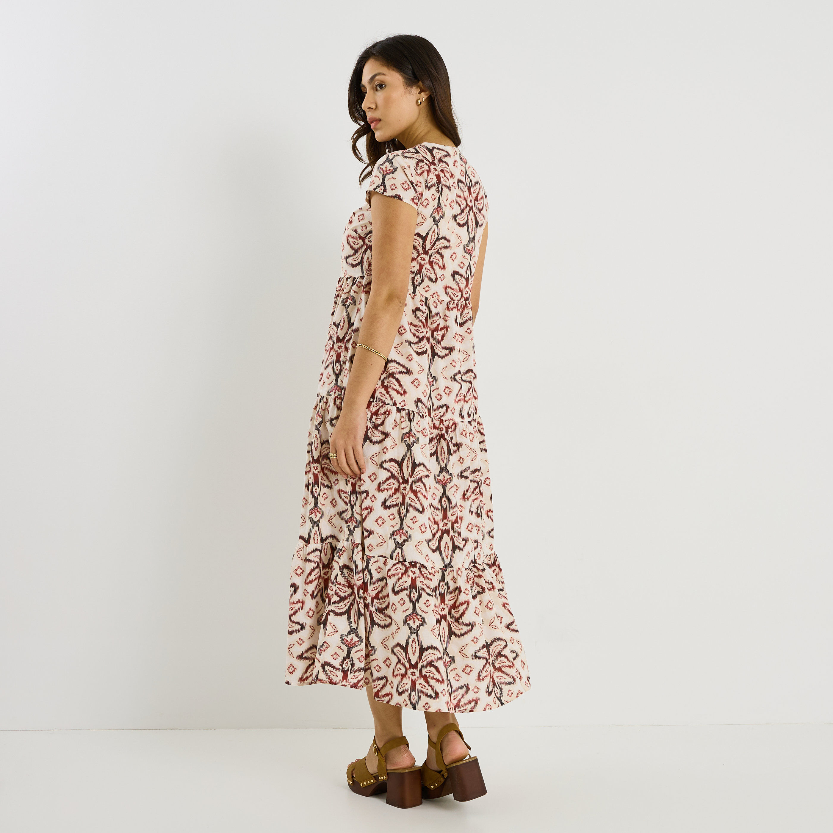 Robe longue boh&egrave;me imprim&eacute;e