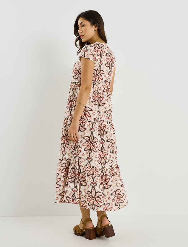 Robe longue boh&egrave;me imprim&eacute;e