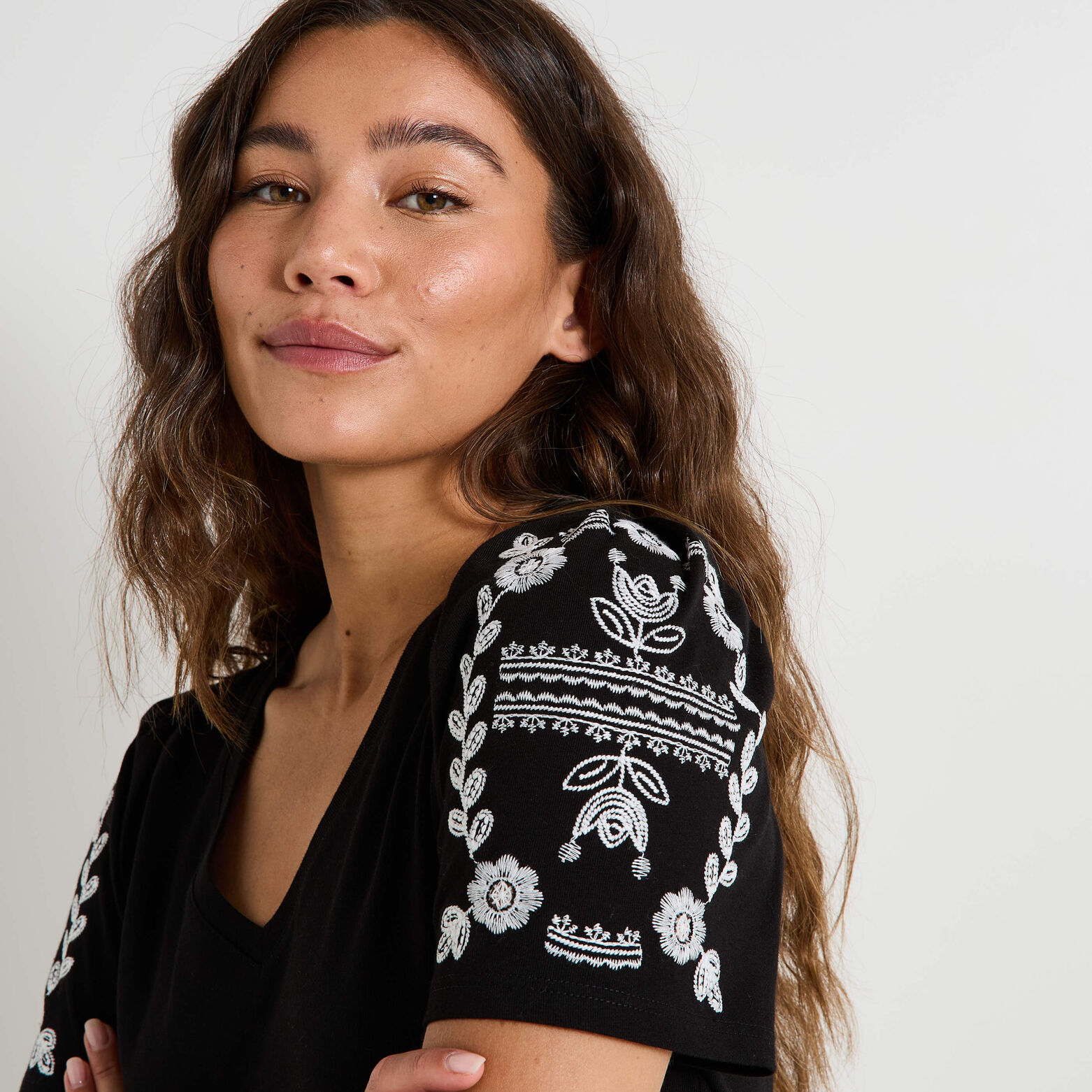 T-shirt col V femme