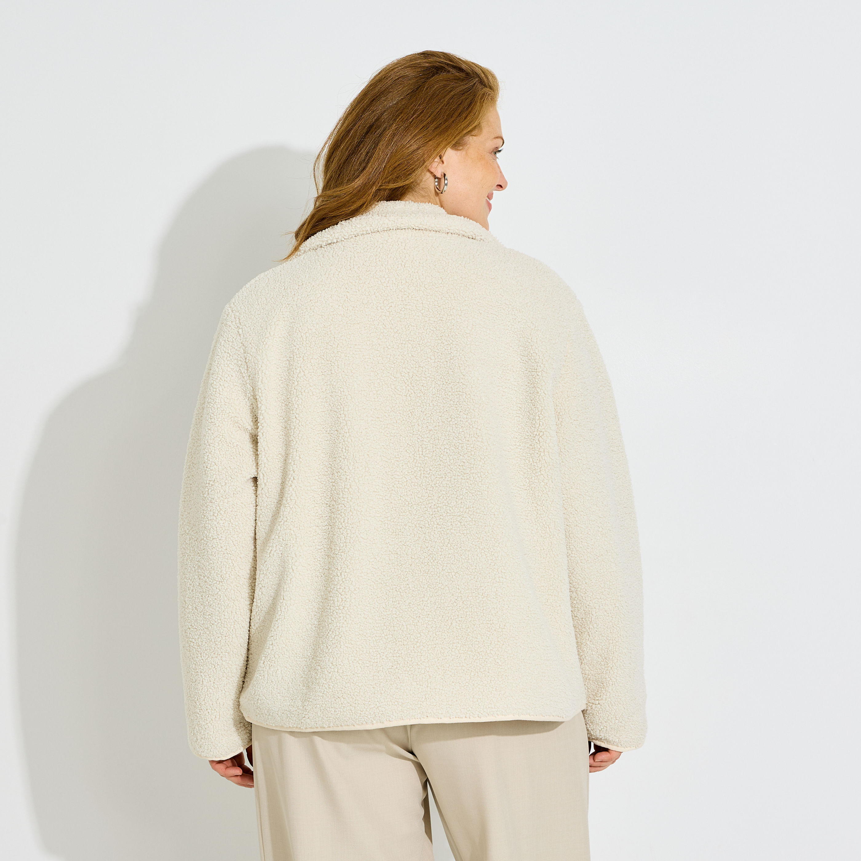 Veste moumoute zipp&eacute;e col montant femme
