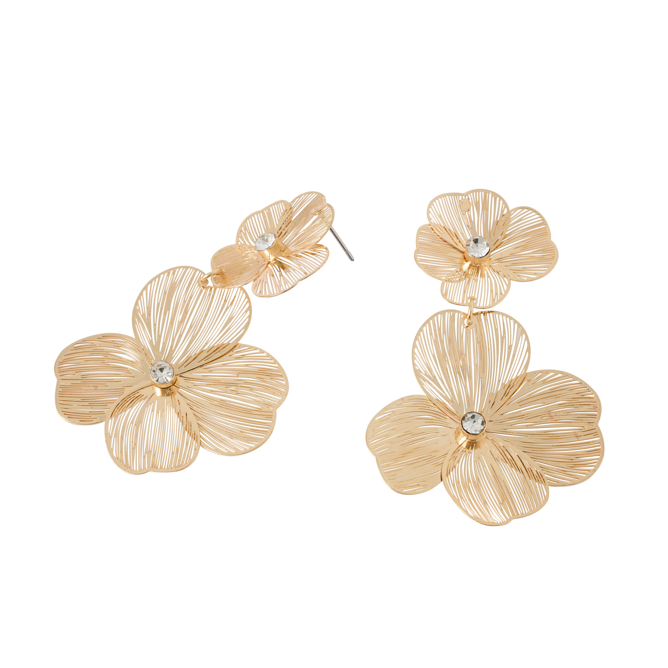 Boucles d'oreilles double fleurs femme