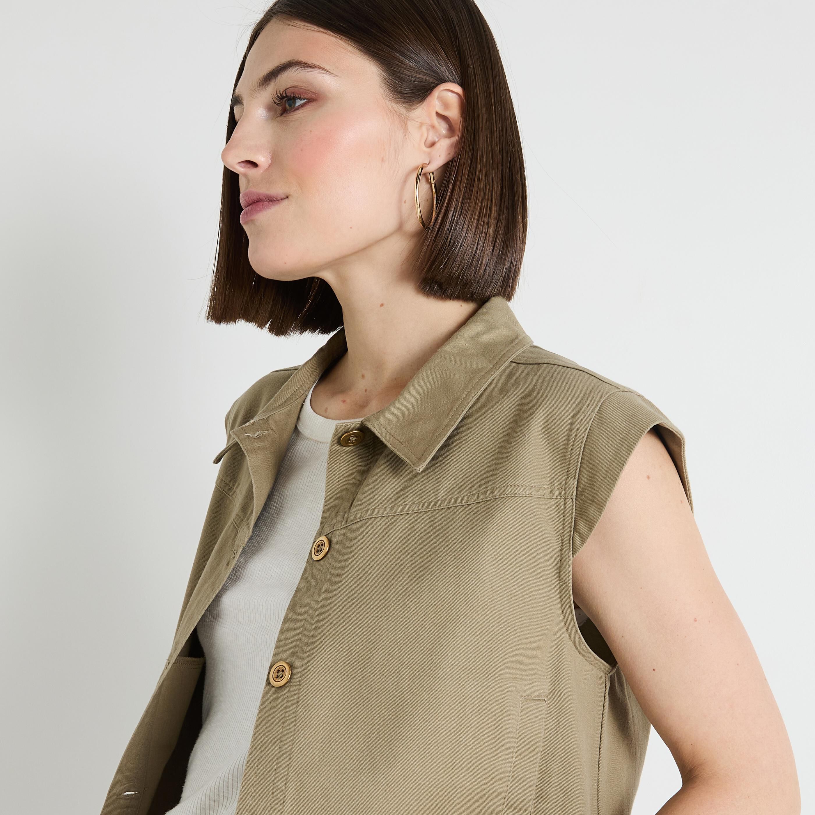 Veste denim sans manches femme