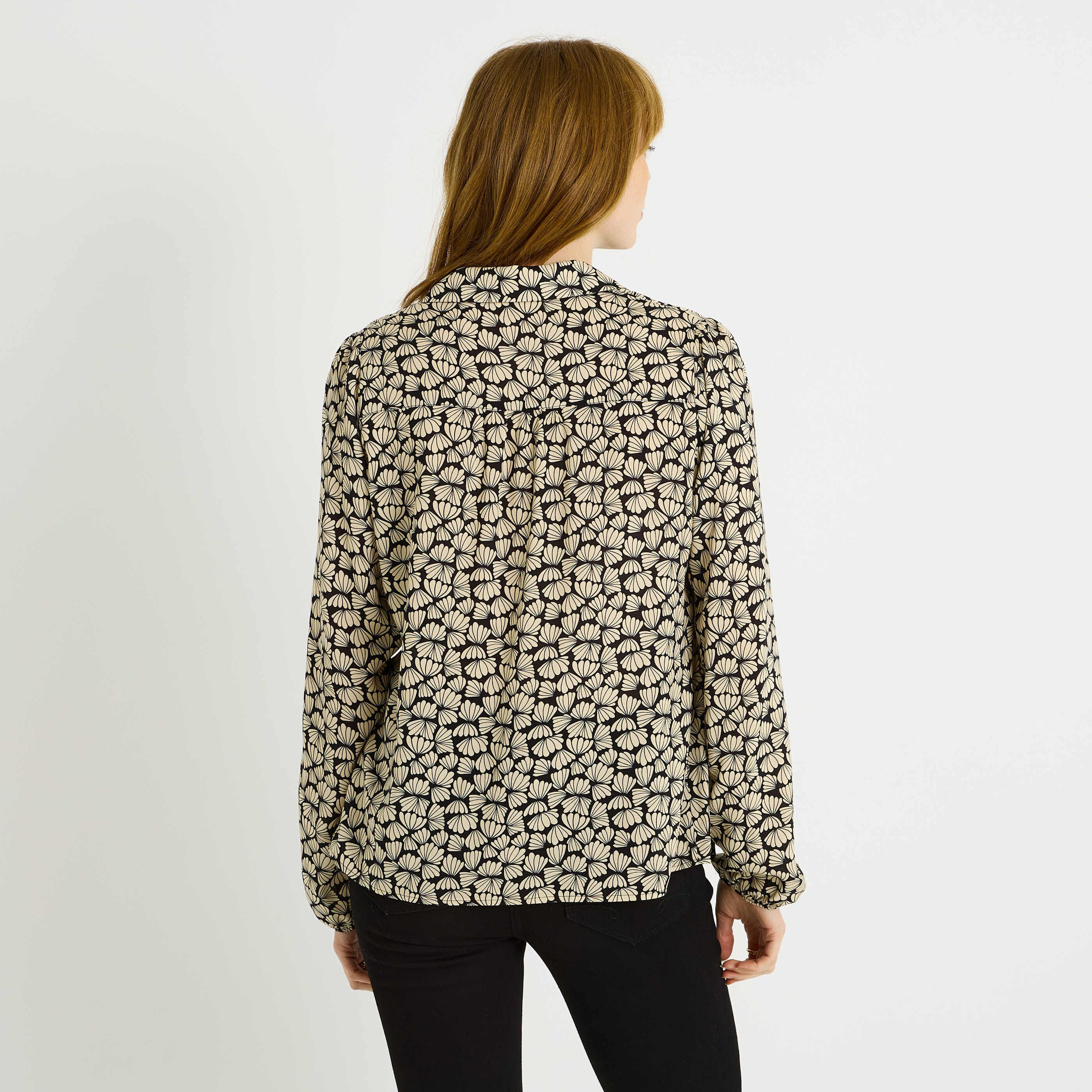Blouse imprim&eacute; bicolore femme