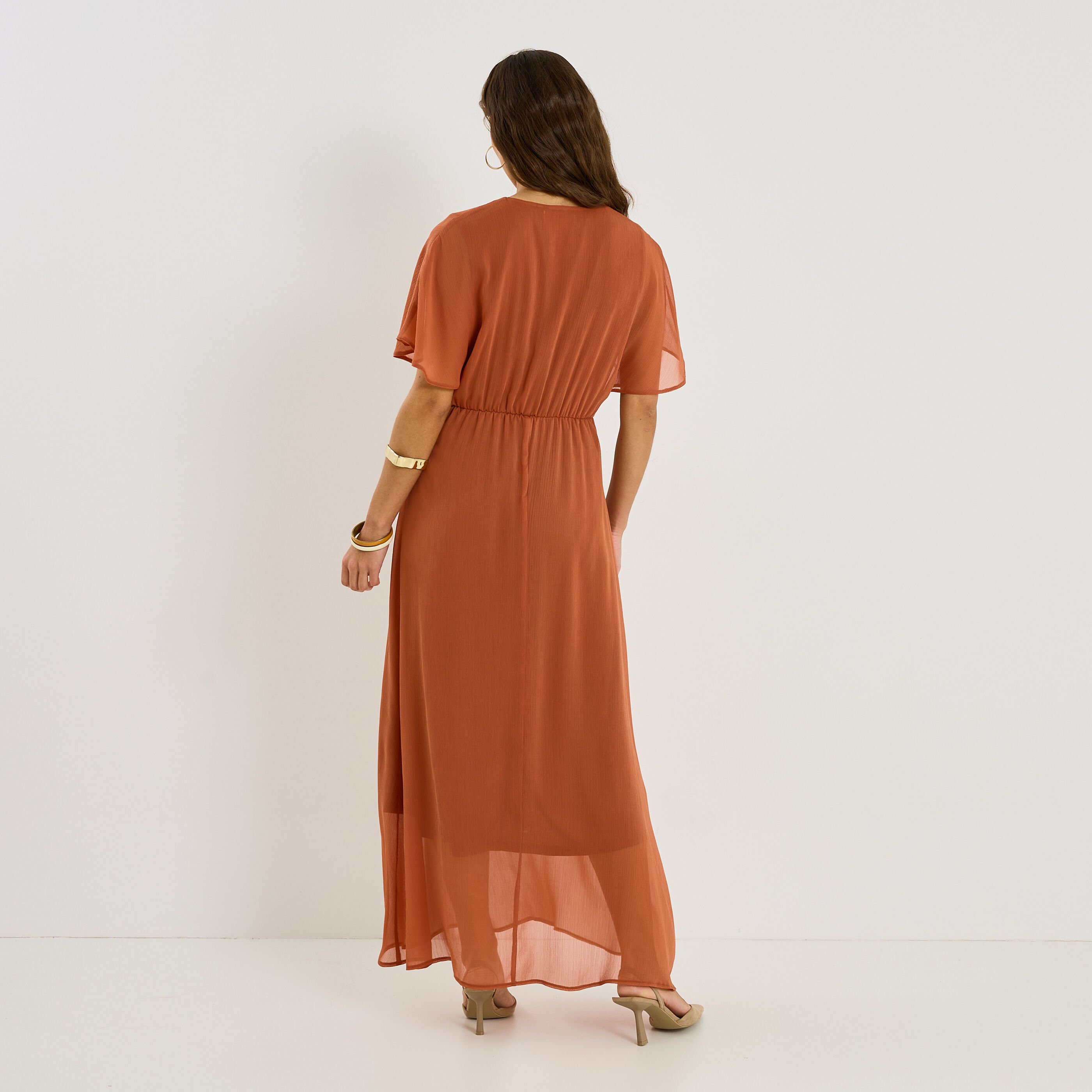 Robe longue voile cache-c&oelig;ur 
