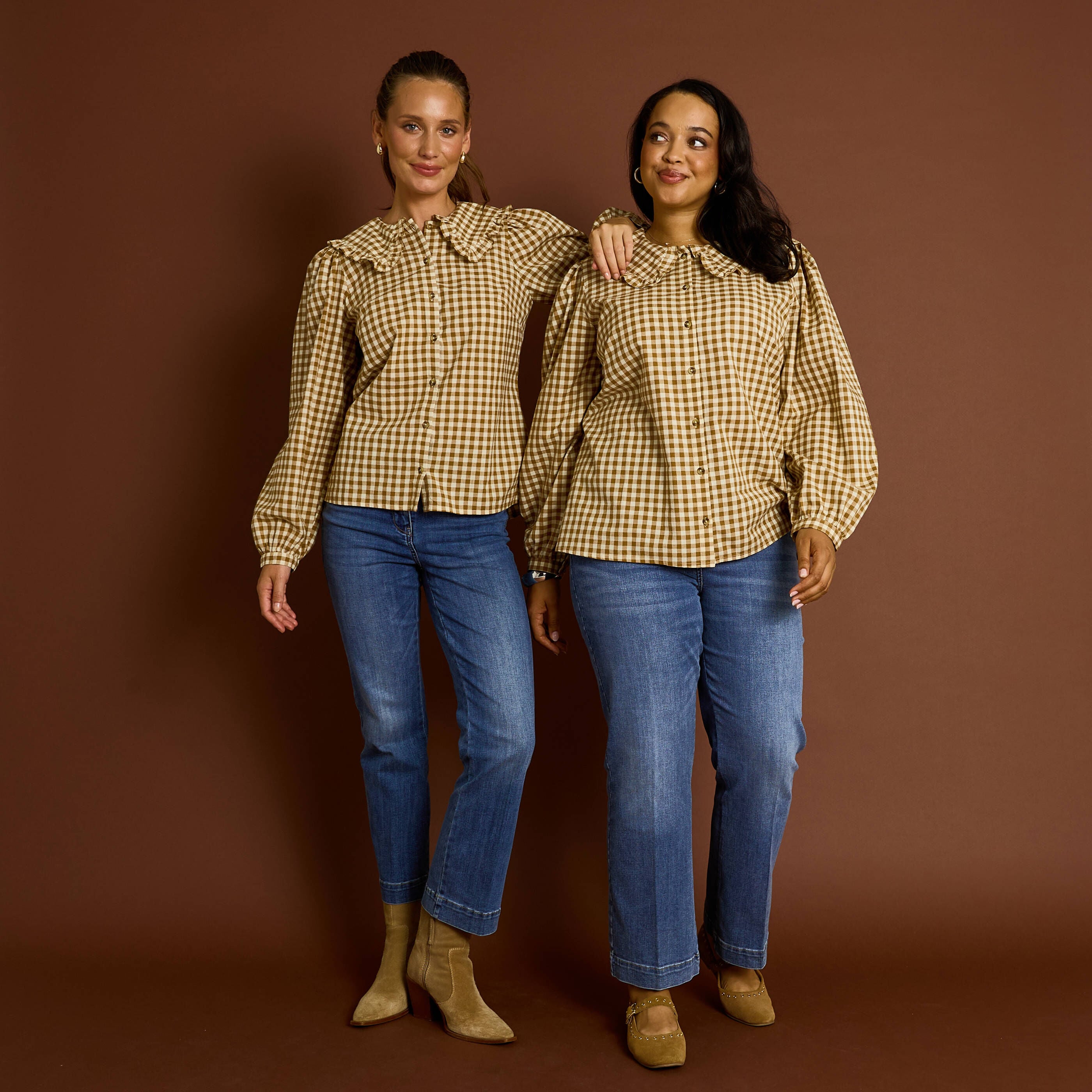 Chemisier col claudine vichy femme