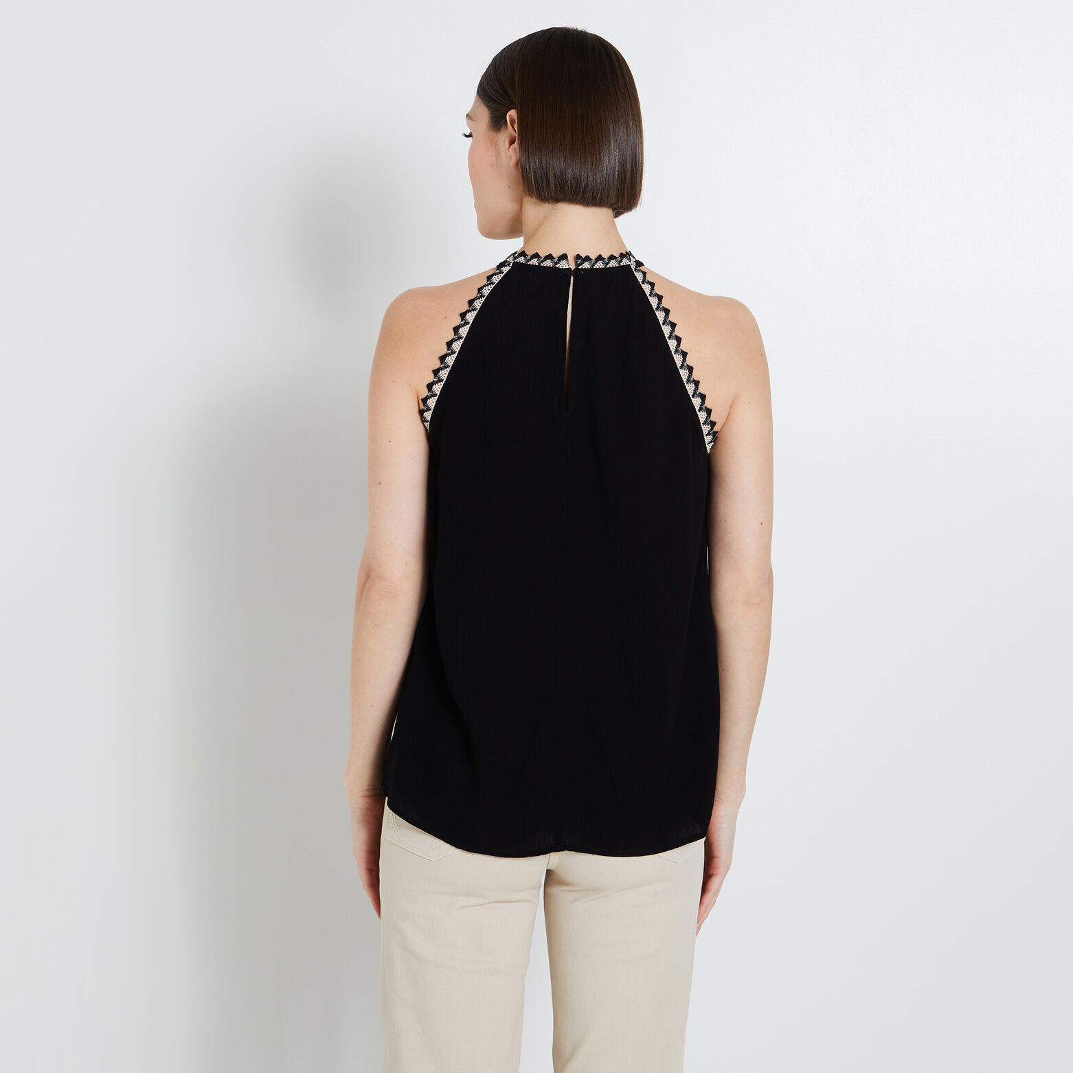 Top détails crochet femme