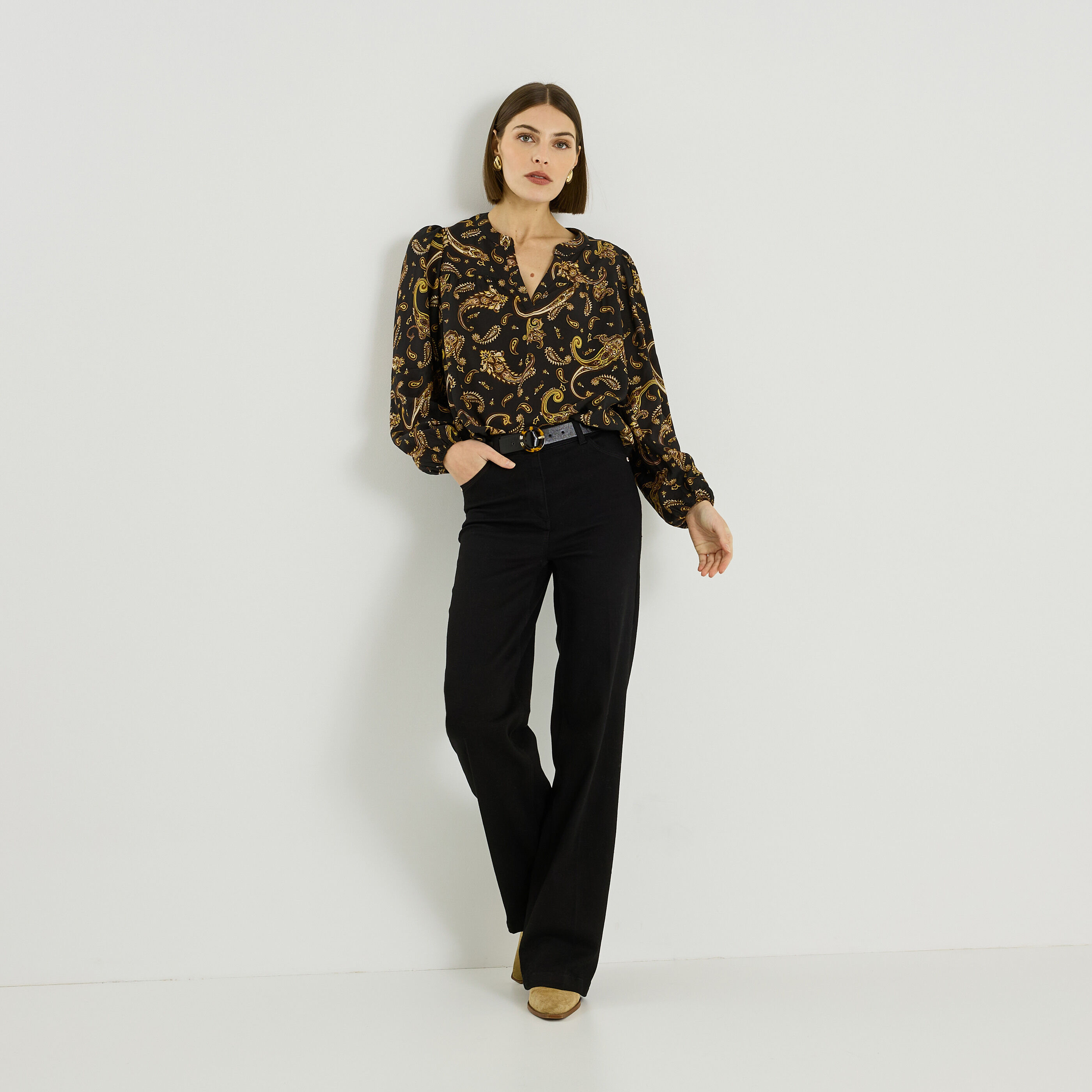 Blouse imprim&eacute; cachemire femme