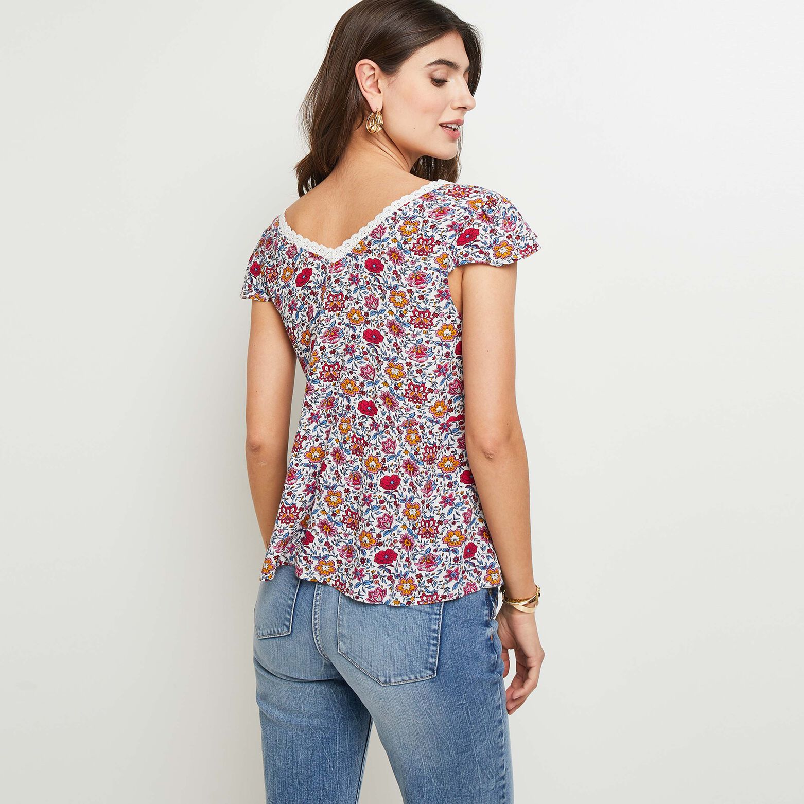 Blouse manches courtes col V