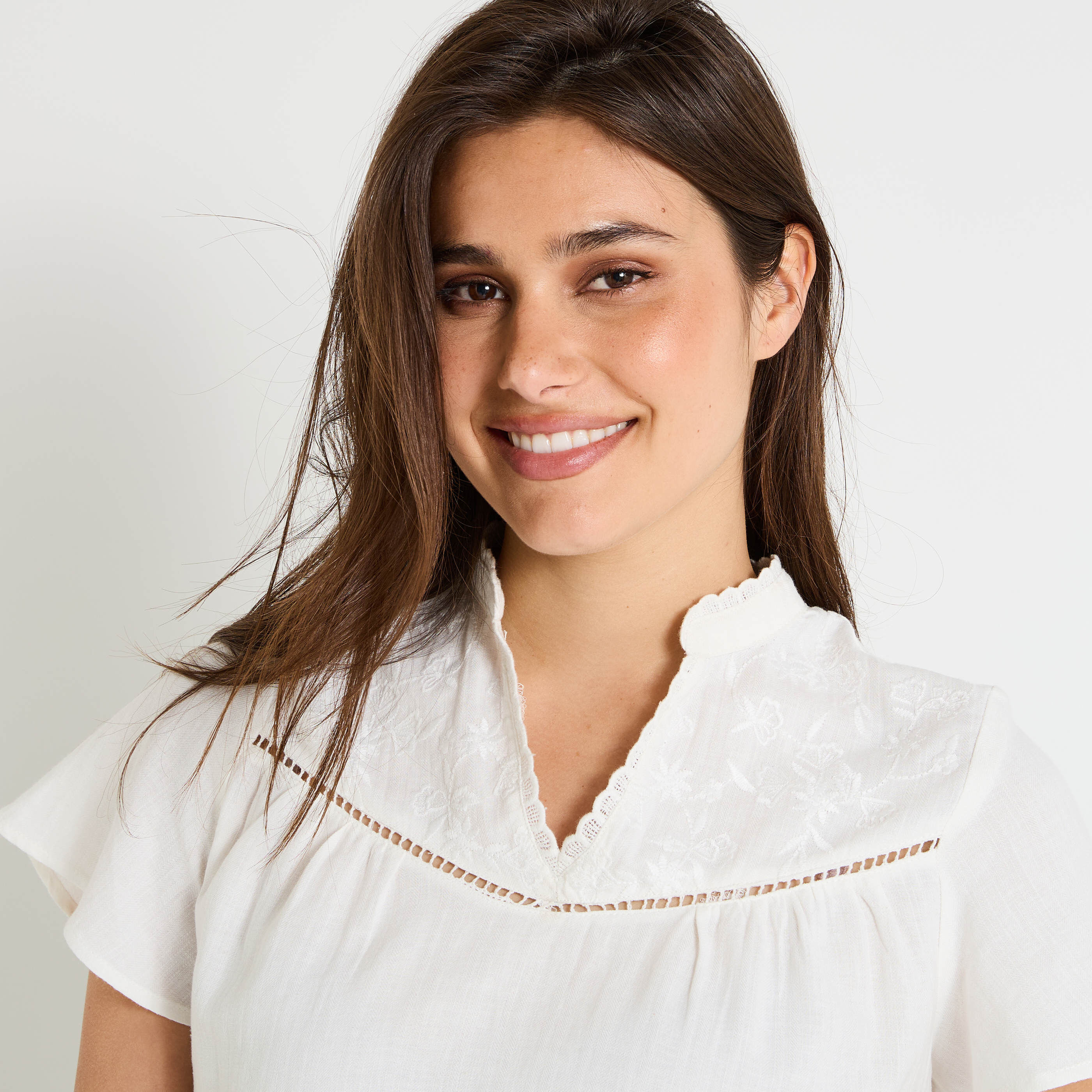 Blouse brod&eacute;e femme