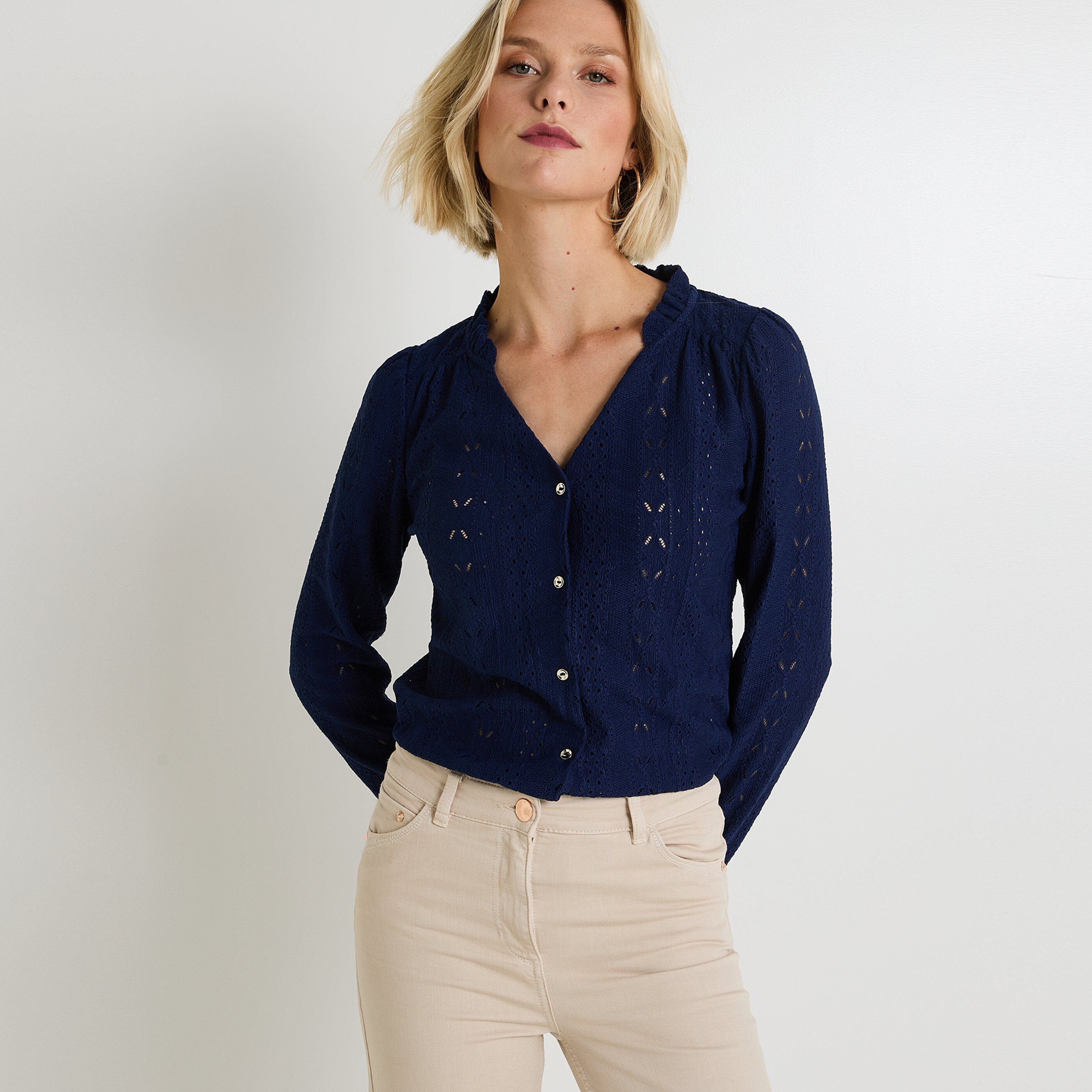 Chemisier col V femme MARINE Graindemalice