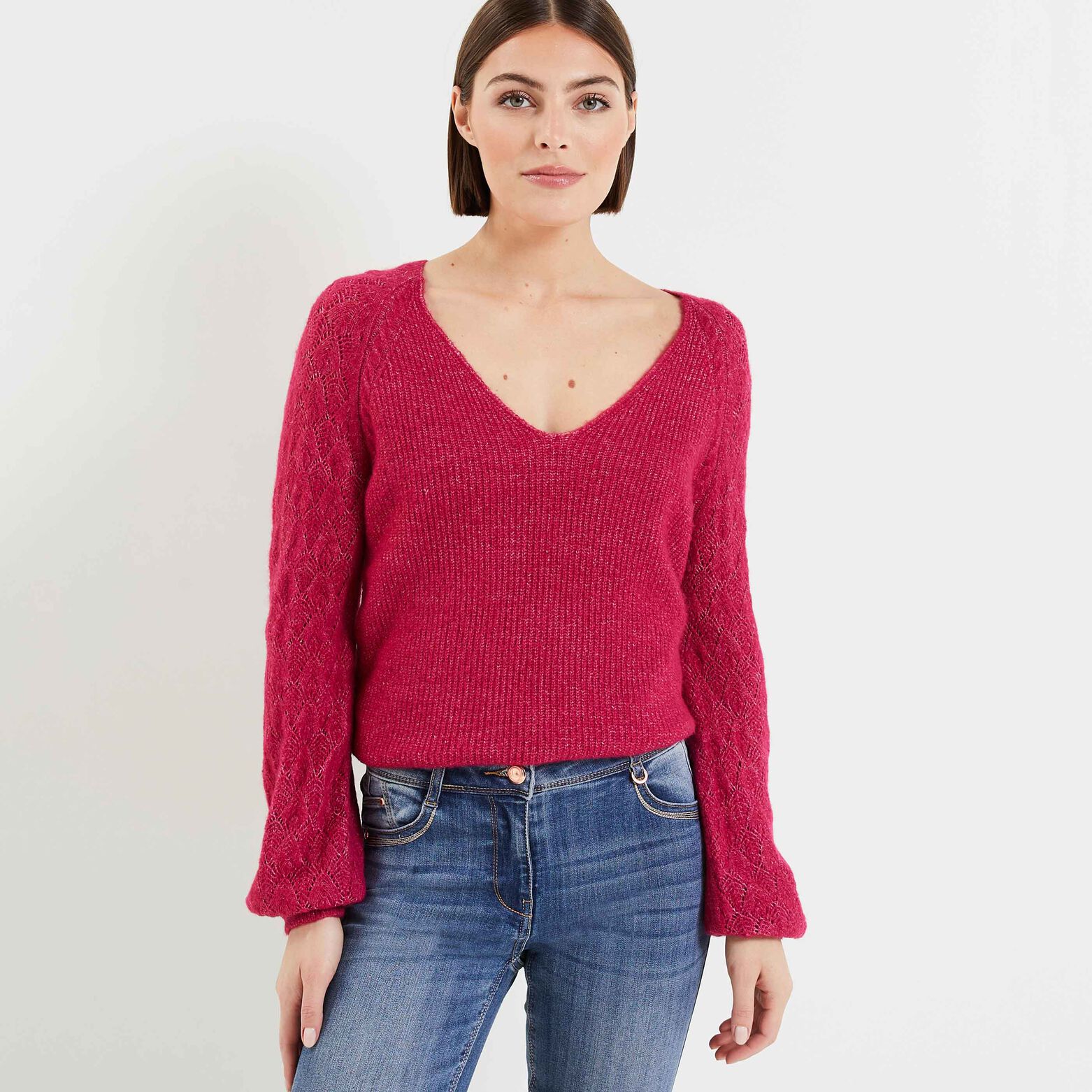 Pull maille ajourée femme