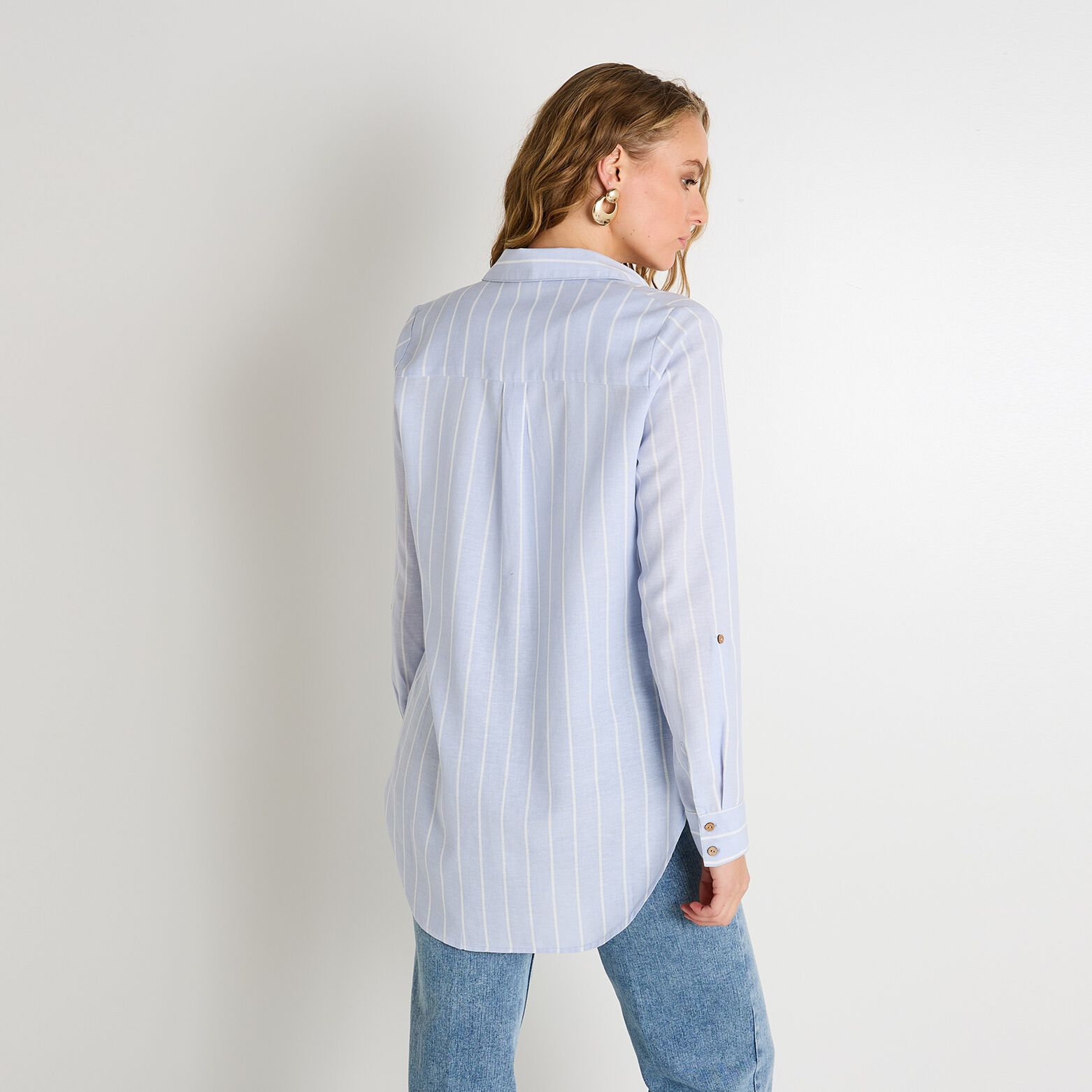 Chemise longue rayée femme