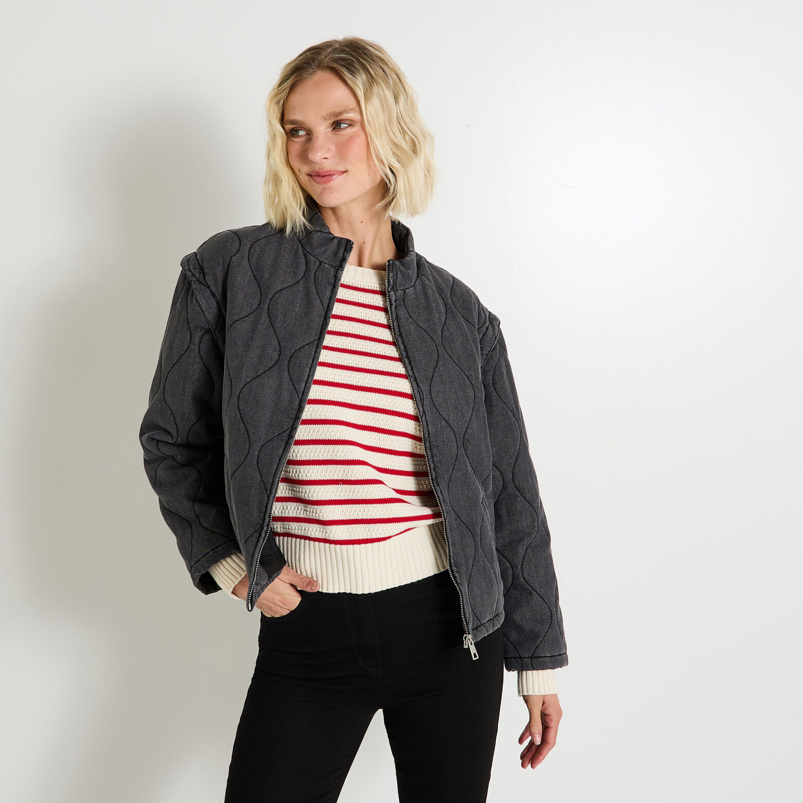 Veste matelassée manches amovibles femme