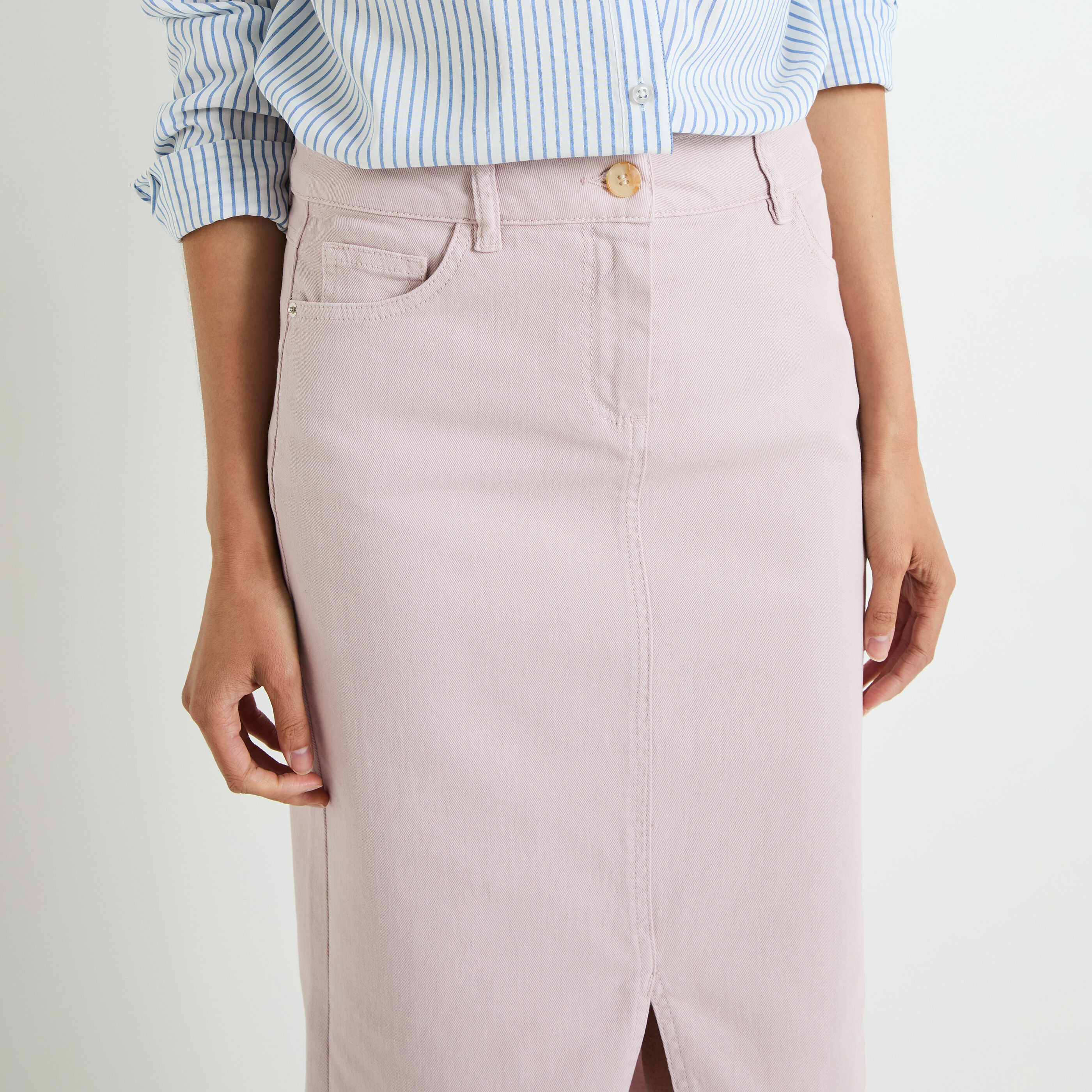 Jupe jean mi-longue femme