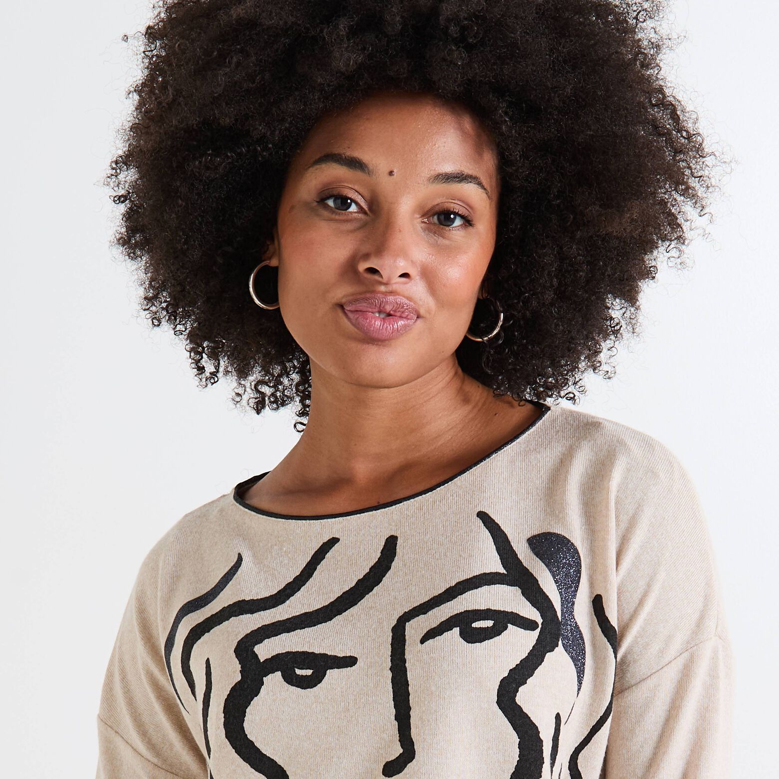 T-shirt col U femme
