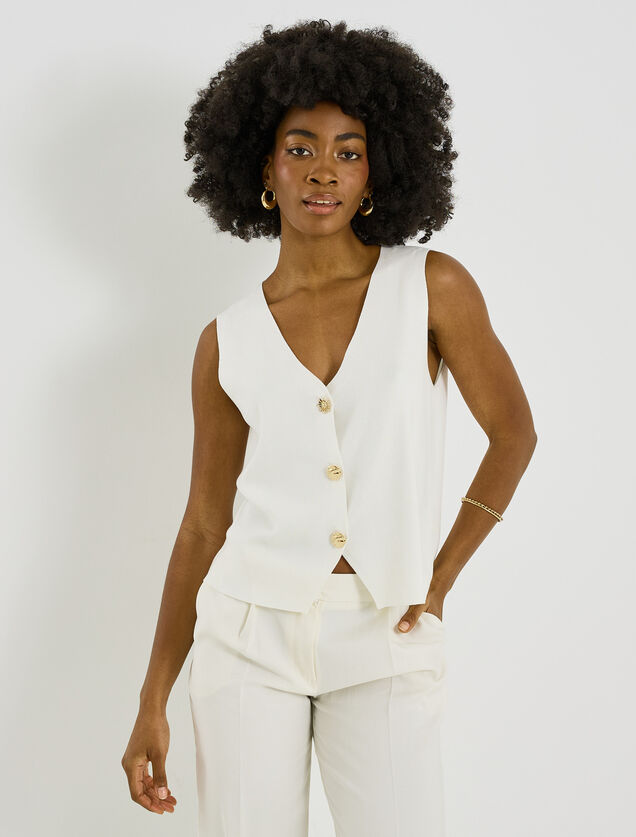 Gilet sans manches boutonn&eacute; femme