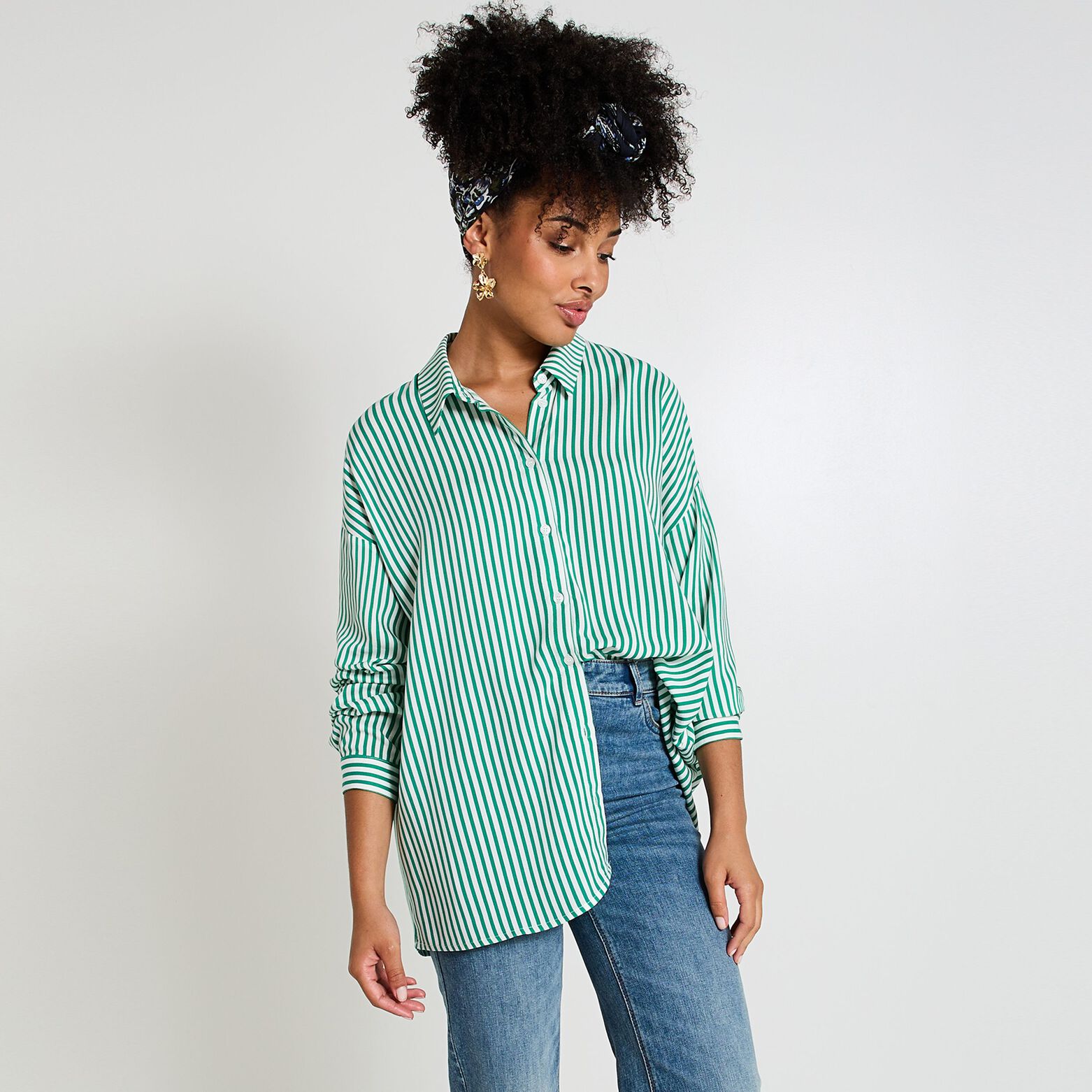 Chemise loose rayée femme