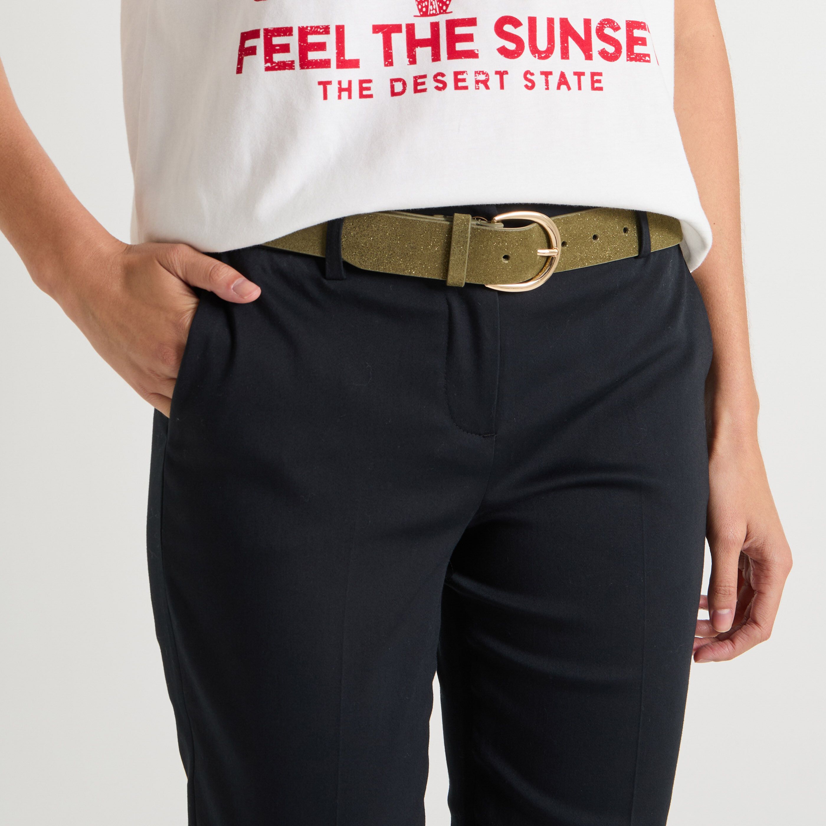 Ceinture cro&ucirc;te de cuir femme