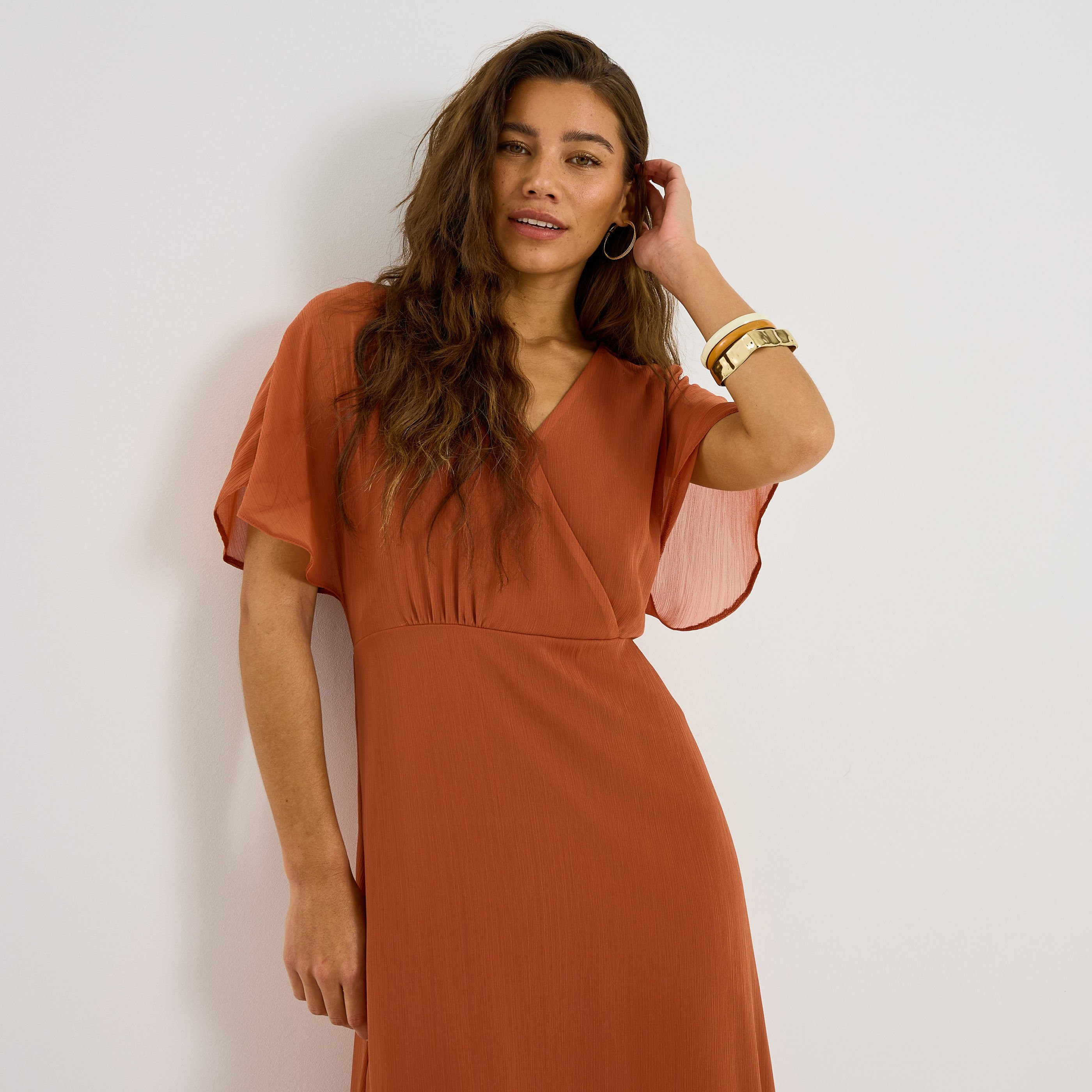 Robe longue voile cache-c&oelig;ur 