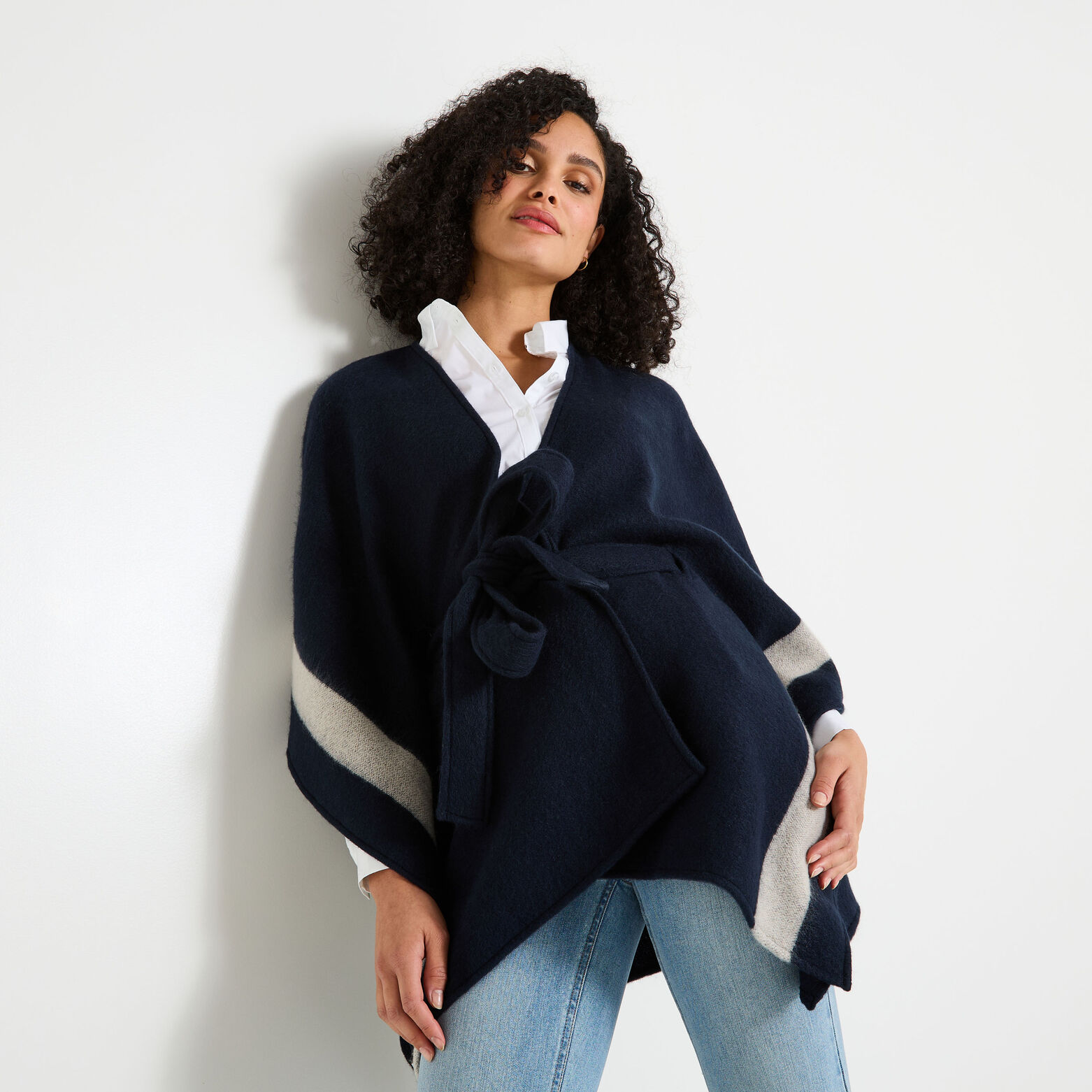 Poncho ouvert avec ceinture femme