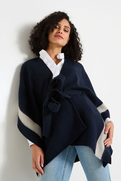 Poncho ouvert avec ceinture femme