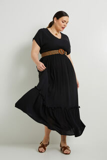 Robe longue crepon femme