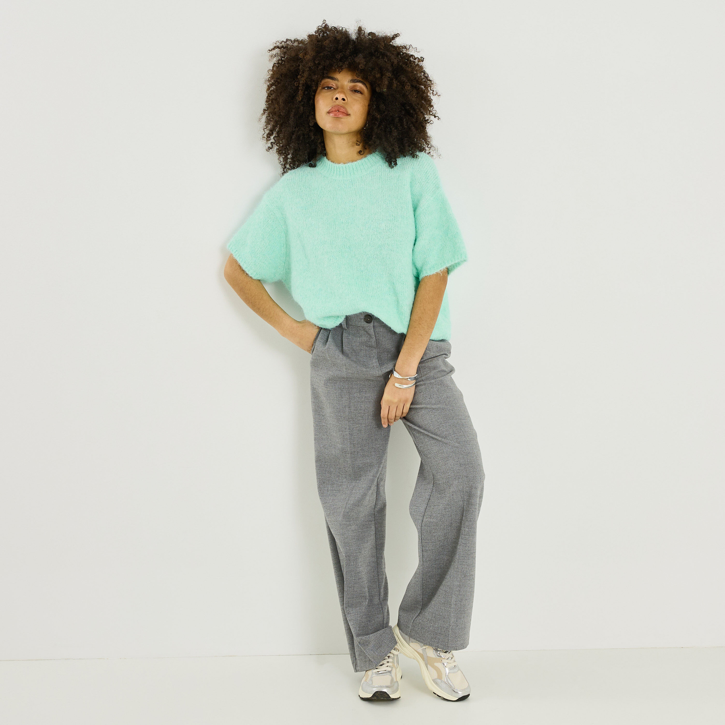 Pull manches courtes ample femme