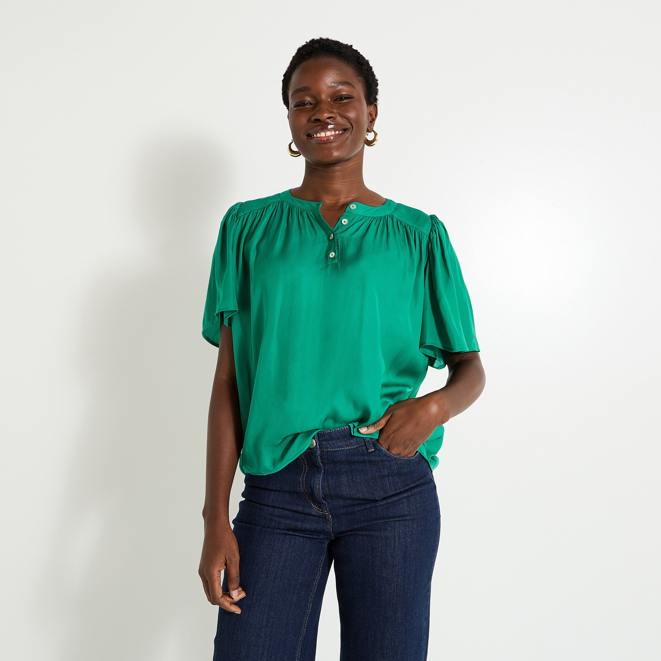 Blouse fluide col rond femme