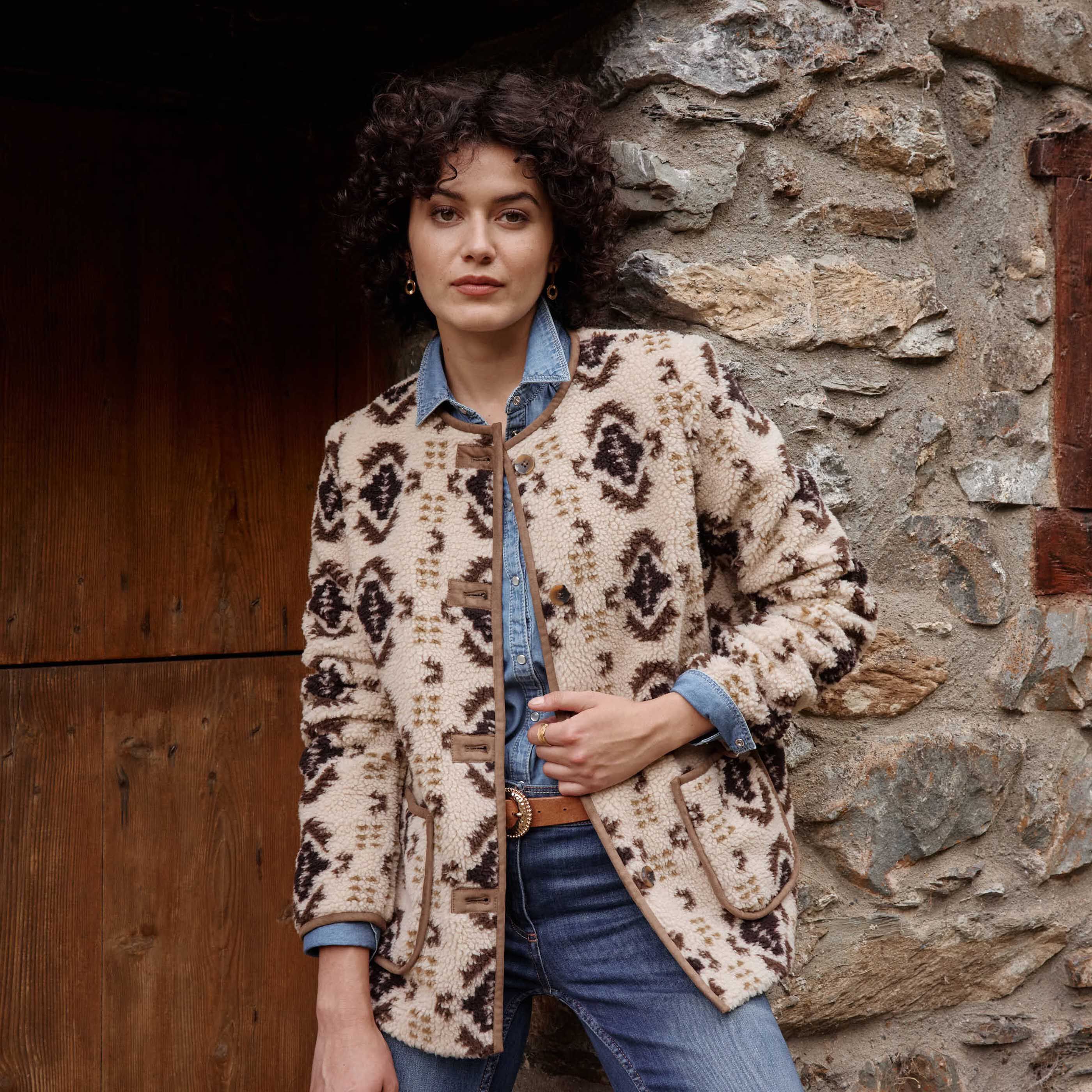 Manteau bouclette femme SABLE Graindemalice