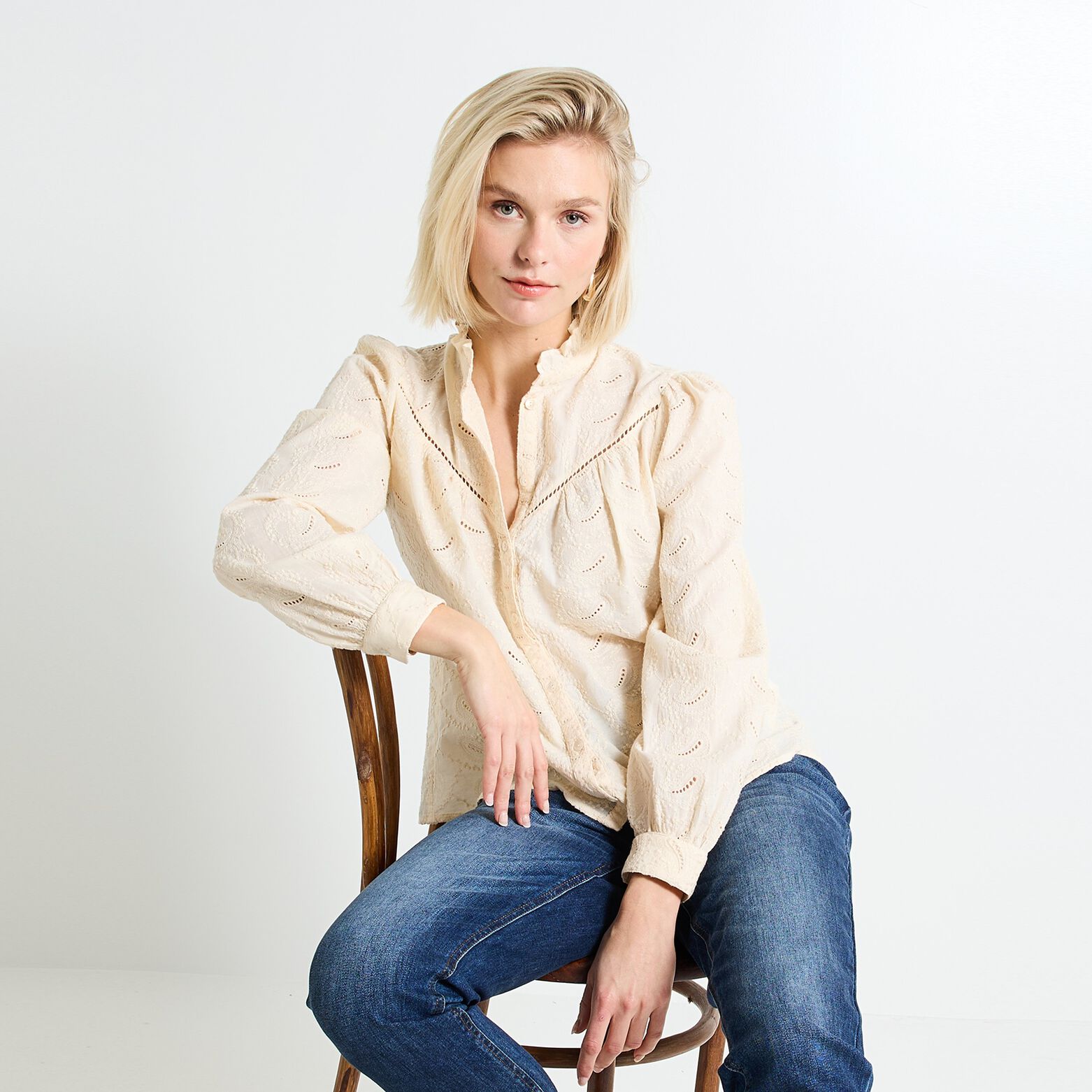 Chemisier col montant femme