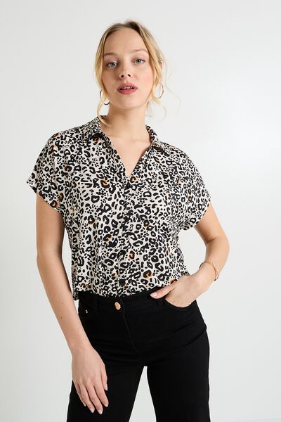 Chemise imprimé léopard femme