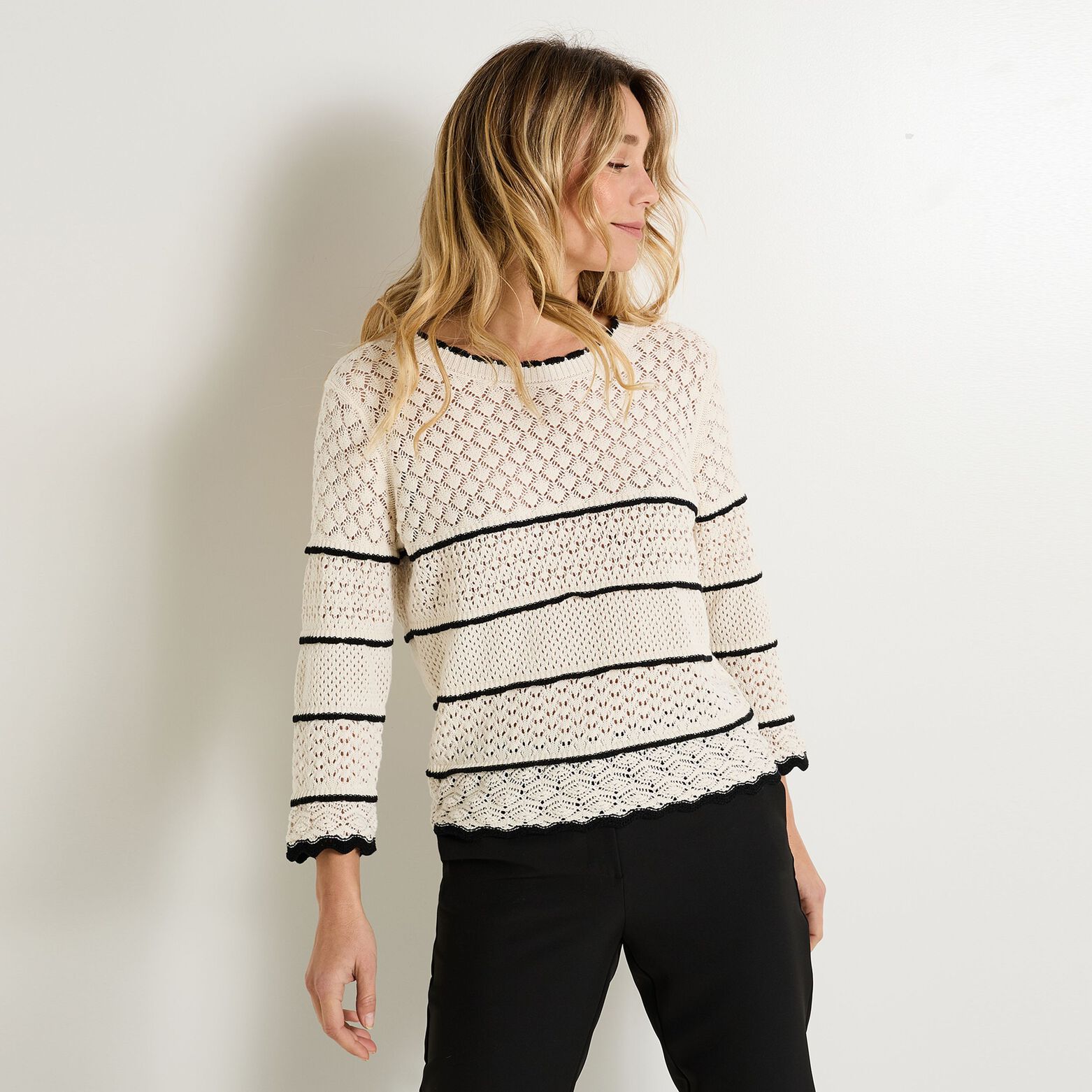 Pull col rond femme
