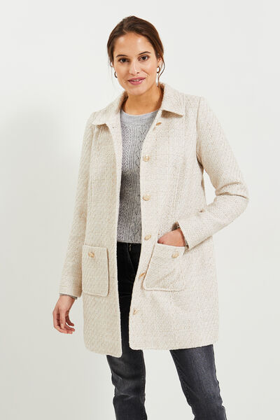 Manteau mi-long en tweed femme