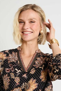 Robe longue imprimé fleuri à col V