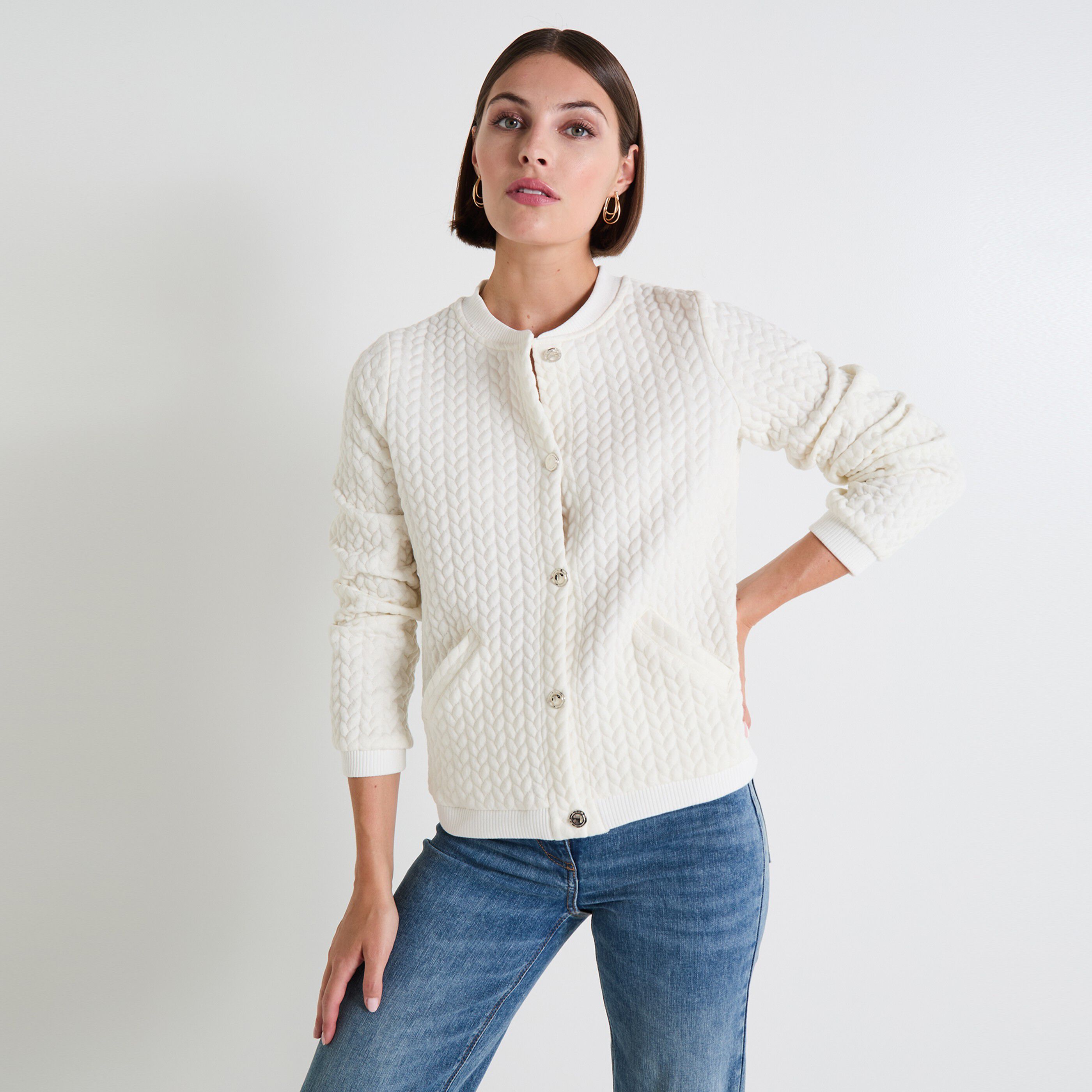Bombers maille femme ECRU Graindemalice