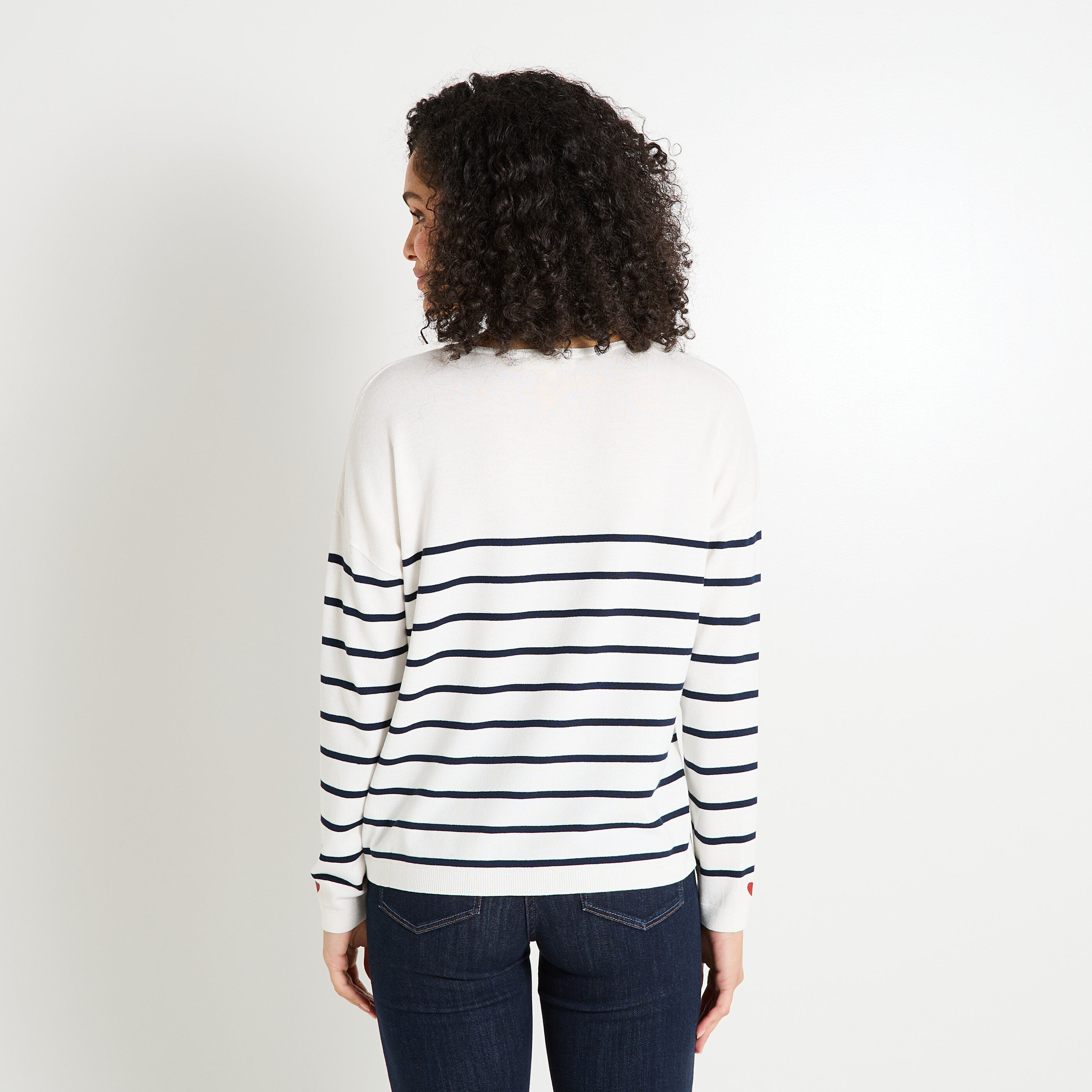 Pull ray&eacute; &agrave; manches longues femme