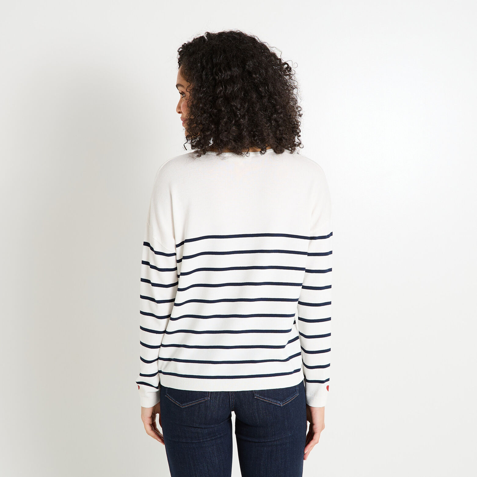 Pull rayé à manches longues femme