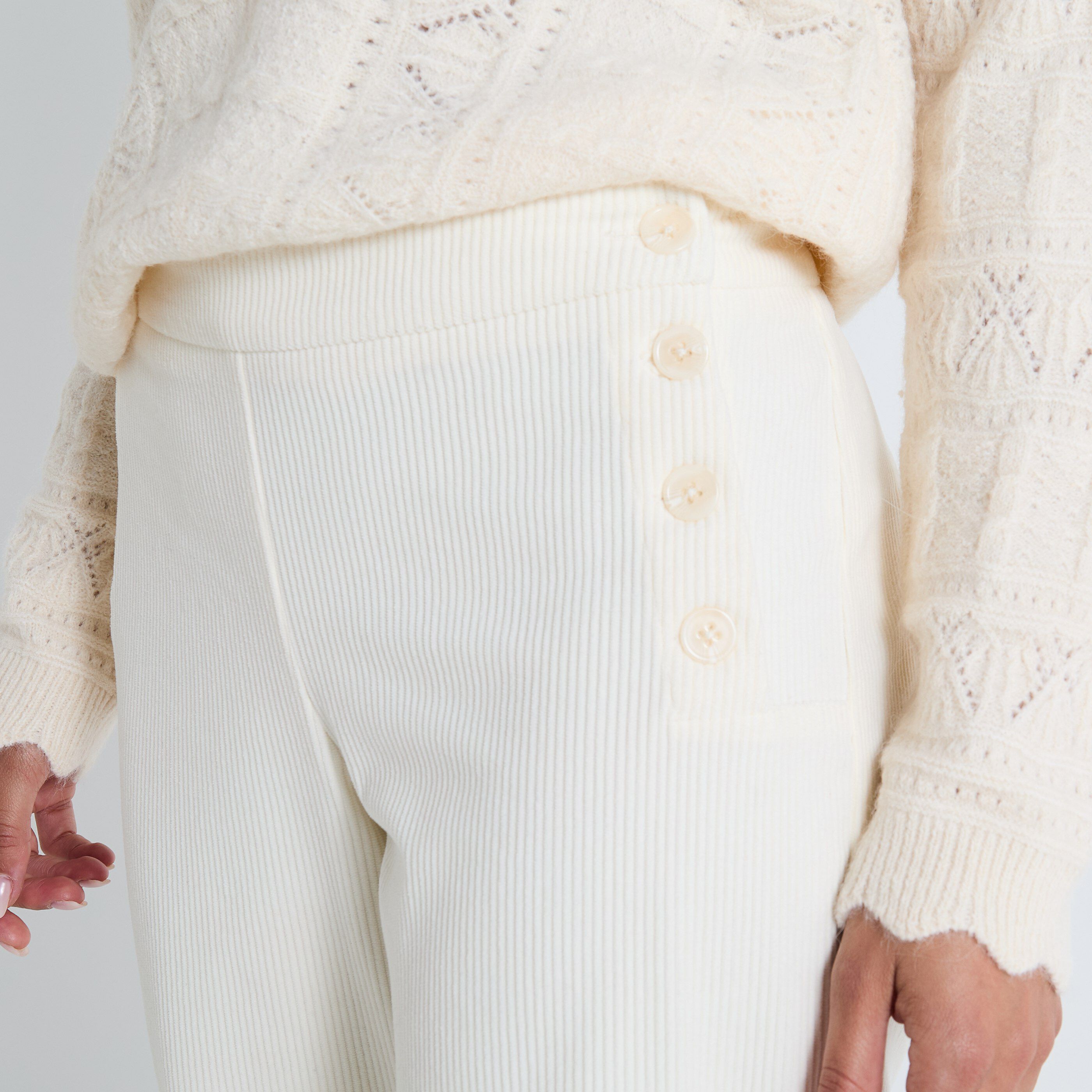 Pantalon &agrave; pont velours femme