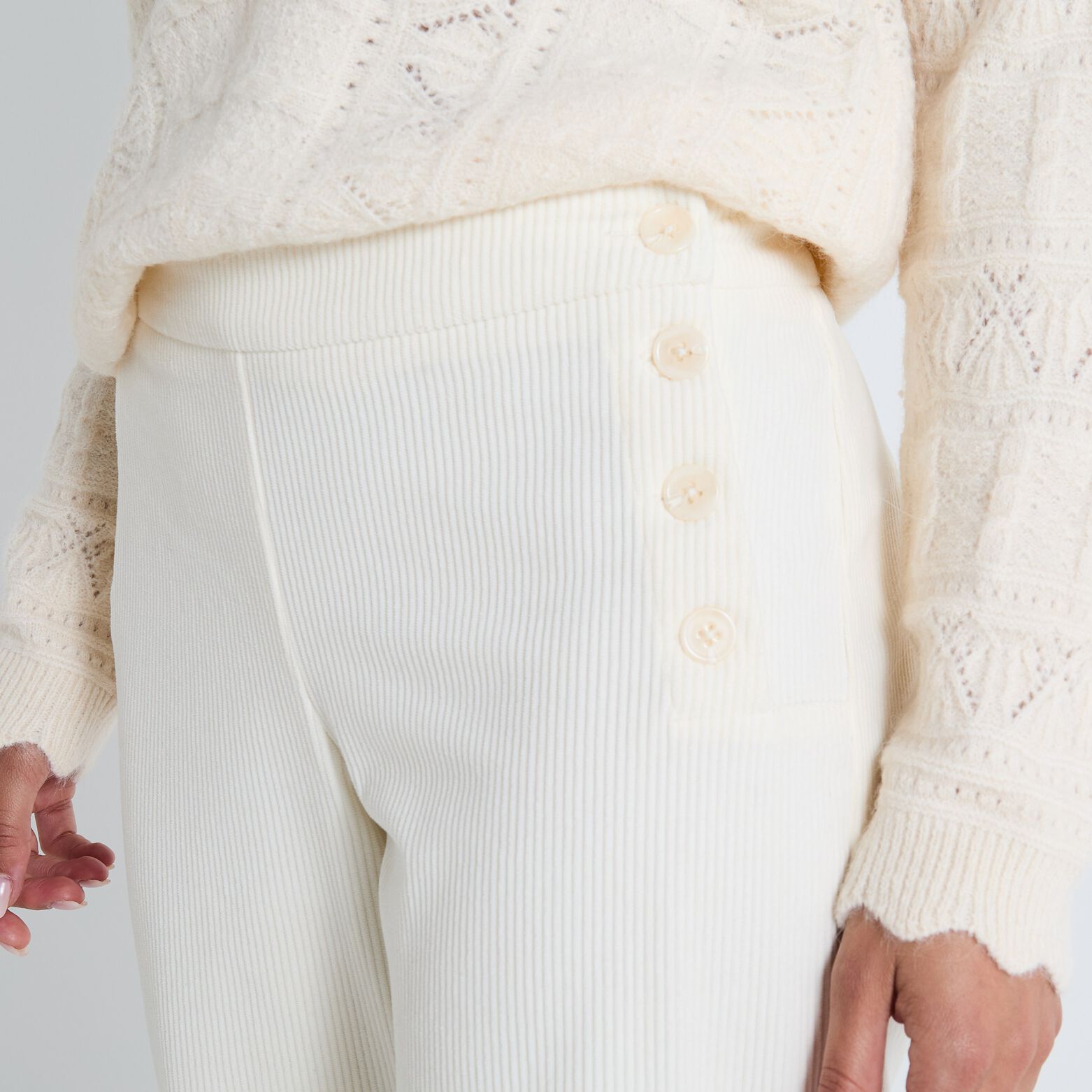 Pantalon à pont velours femme