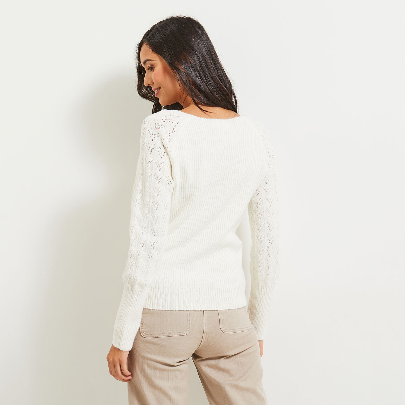 Pull col V femme