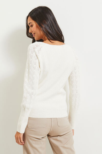 Pull col V femme