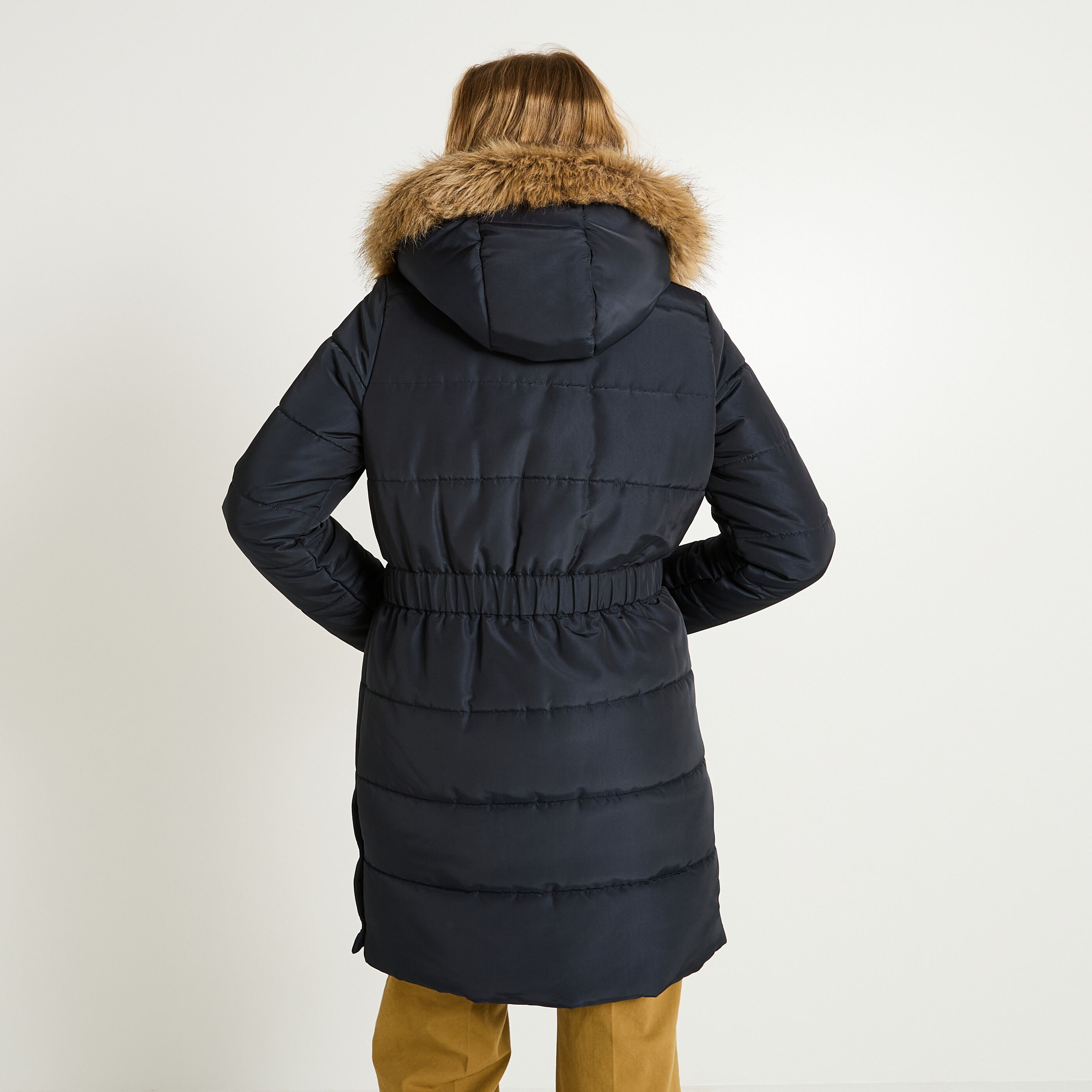 Doudoune longue &agrave; capuche amovible femme