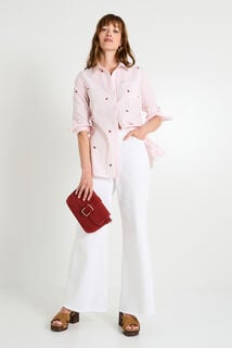 Chemise rayée brodée femme