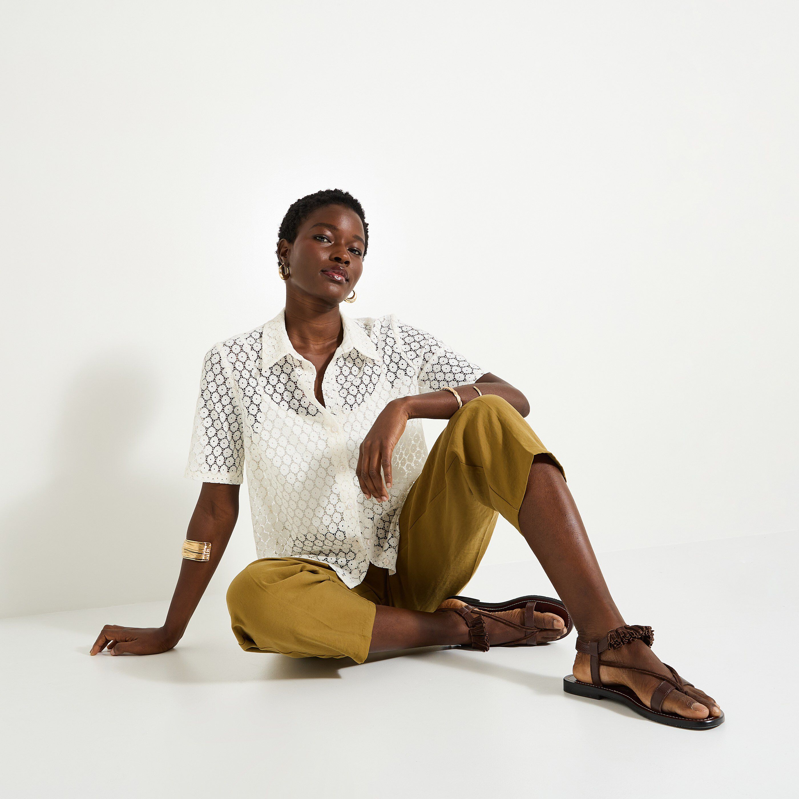 Chemise ajour&eacute;e femme