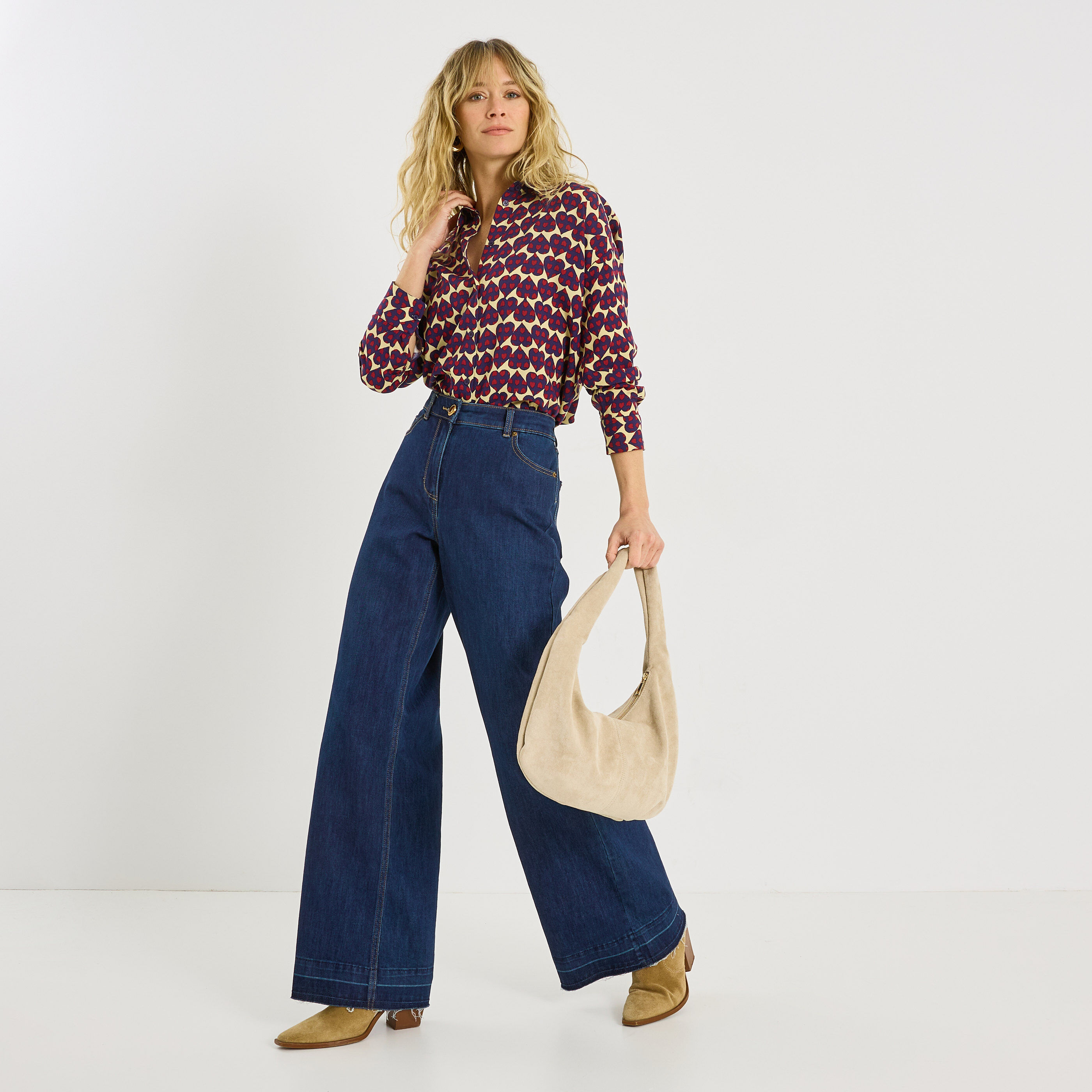 Chemise imprim&eacute; c&oelig;ur femme